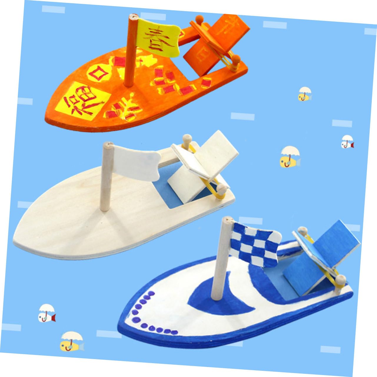 Milisten 4-Piece Unfinished Wooden Boat Craft Kit - DIY Painting Wooden Toys, Brain Teaser Puzzles & Handmade Bamboo Statues for Kids | Perfect for Arts & Crafts, STEM Learning & Creative Play