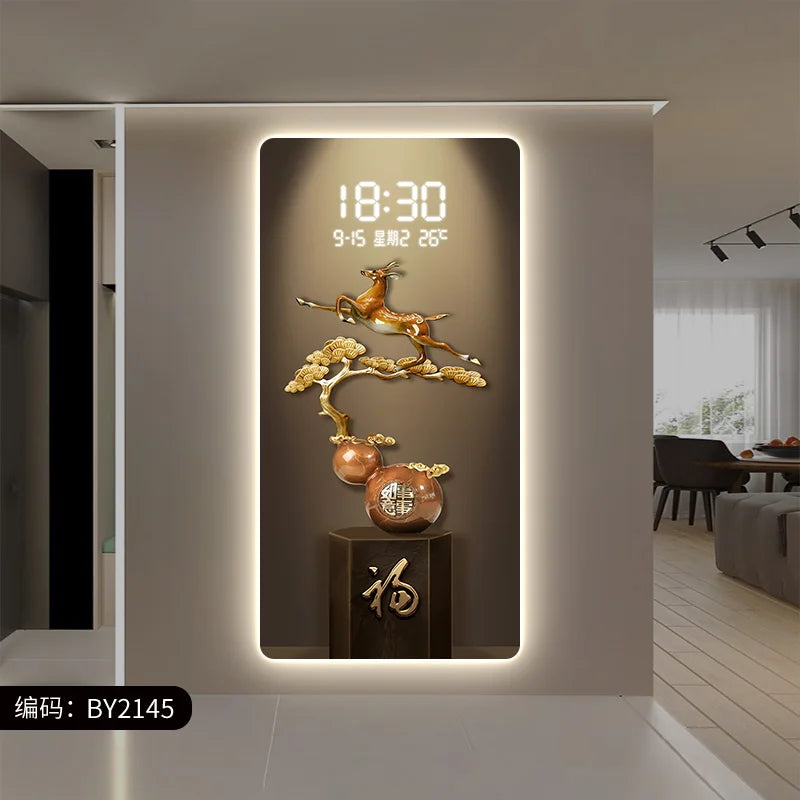 Deer Scenery Digital Wall Clock - Large Display, Battery Operated, Silent Modern Clock for Home, Office, Bedroom, Kitchen Decor - Perfect for Living Room, Study, and Gift Giving