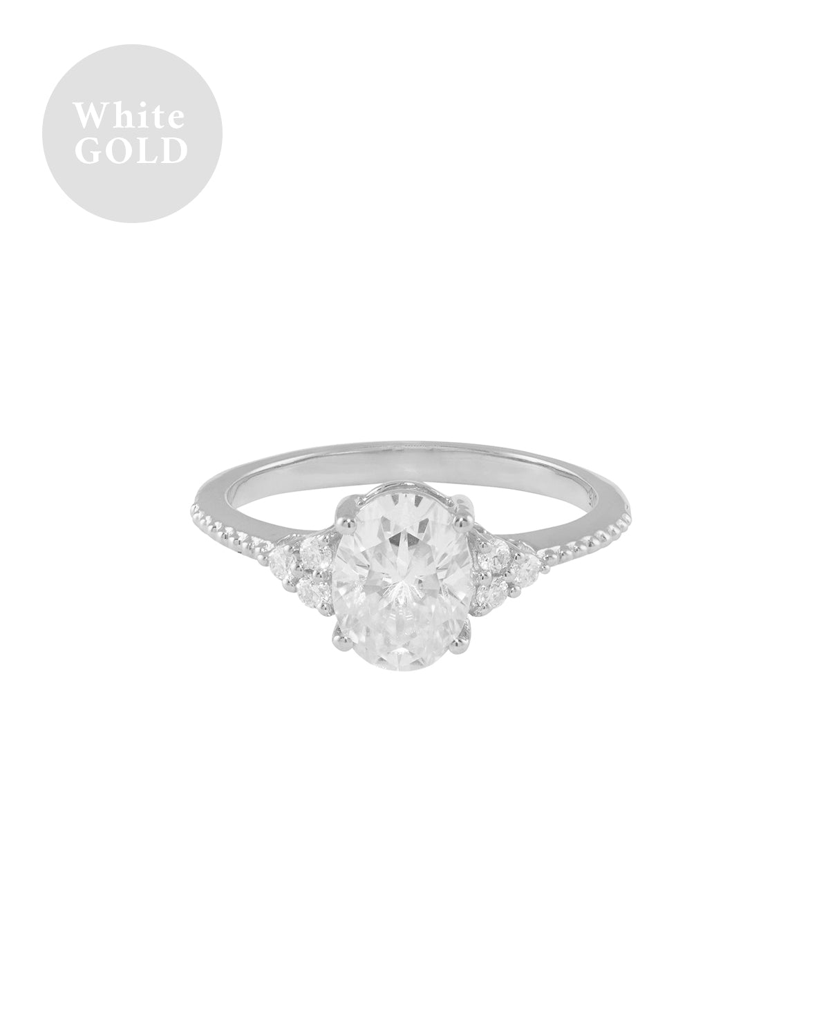 White Gold Catherine Oval Ring for Women - Elegant & Timeless Jewelry for Weddings, Anniversaries & Special Occasions