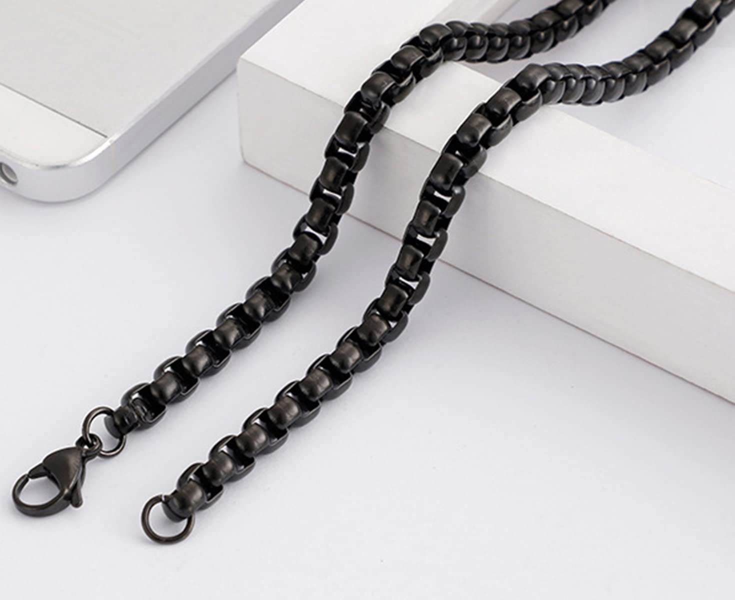 6mm Stainless Steel Rolo Chain Necklace for Men & Women - 45-65CM Adjustable Length, Durable & Hypoallergenic Jewelry for Everyday Wear, Gifts & Fashion Accessories
