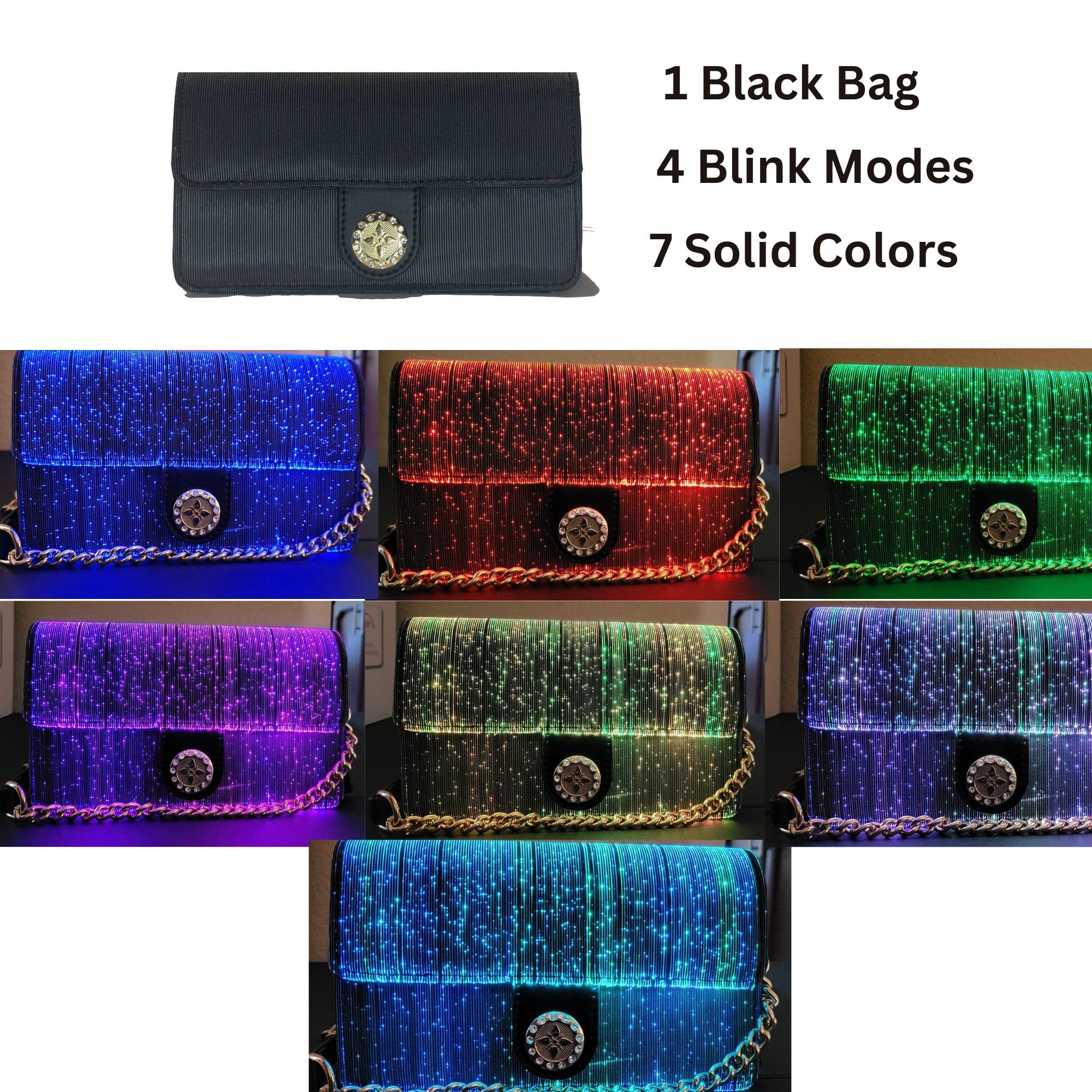 LED Crossbody Purse with 7 Color Changing Lights - Fashionable Light Up Evening Clutch Bag for Women | Perfect for Parties, Concerts & Night Events