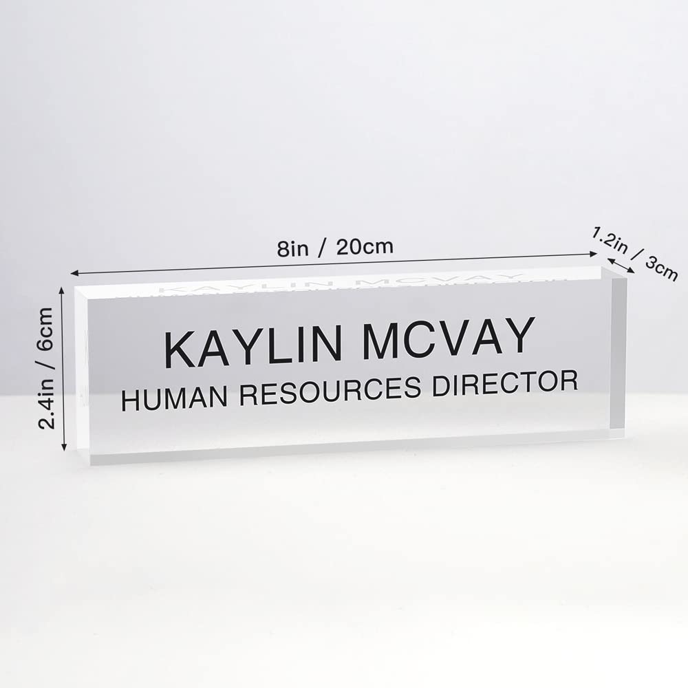 Personalized Clear Acrylic Name Plate for Desk - Custom Office Desk Name Plate, 8