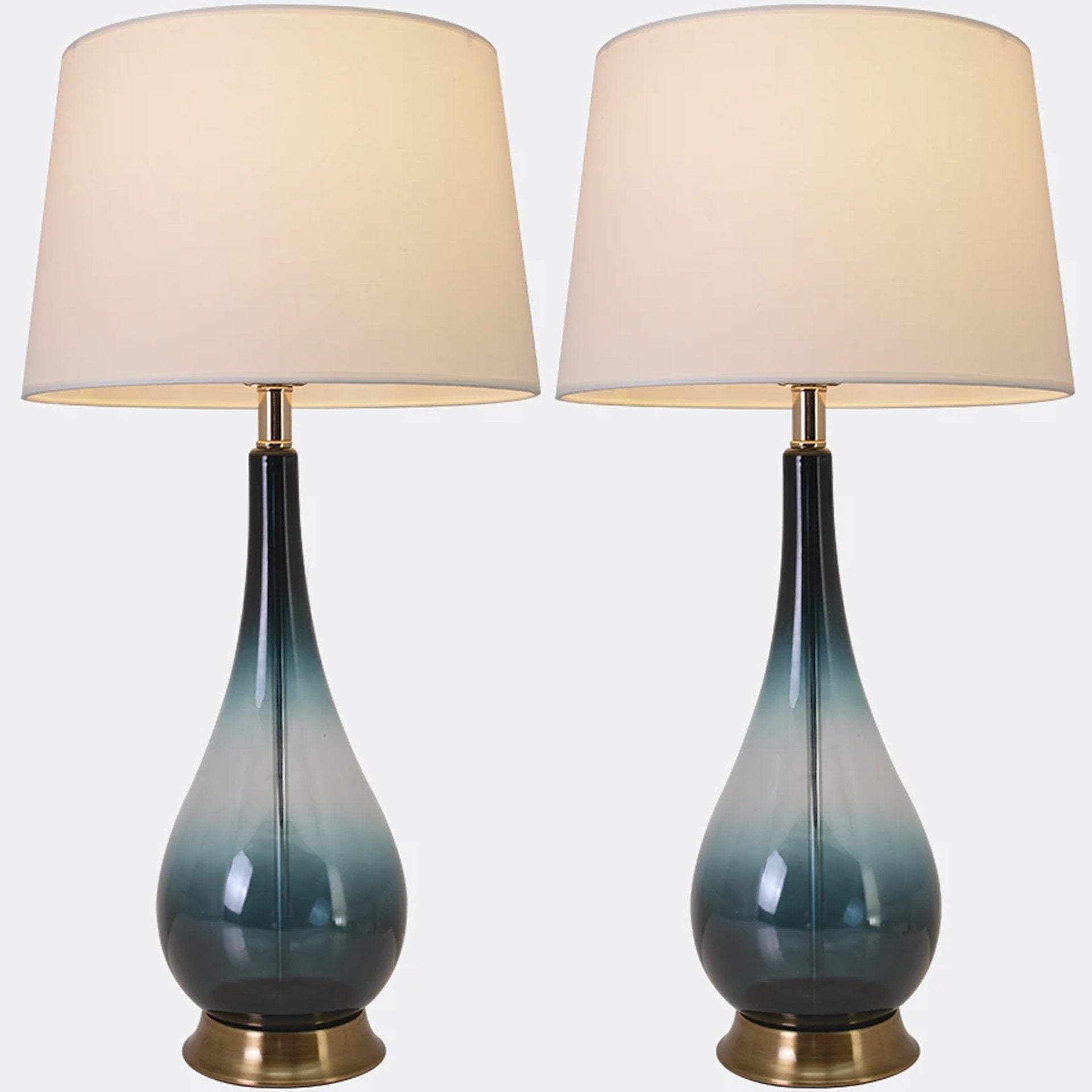 Tulip Big Translucent Ombre Glass Table Lamp Set of 2 - 30 Inch Modern Home Decor for Living Room, Bedroom & Office Lighting