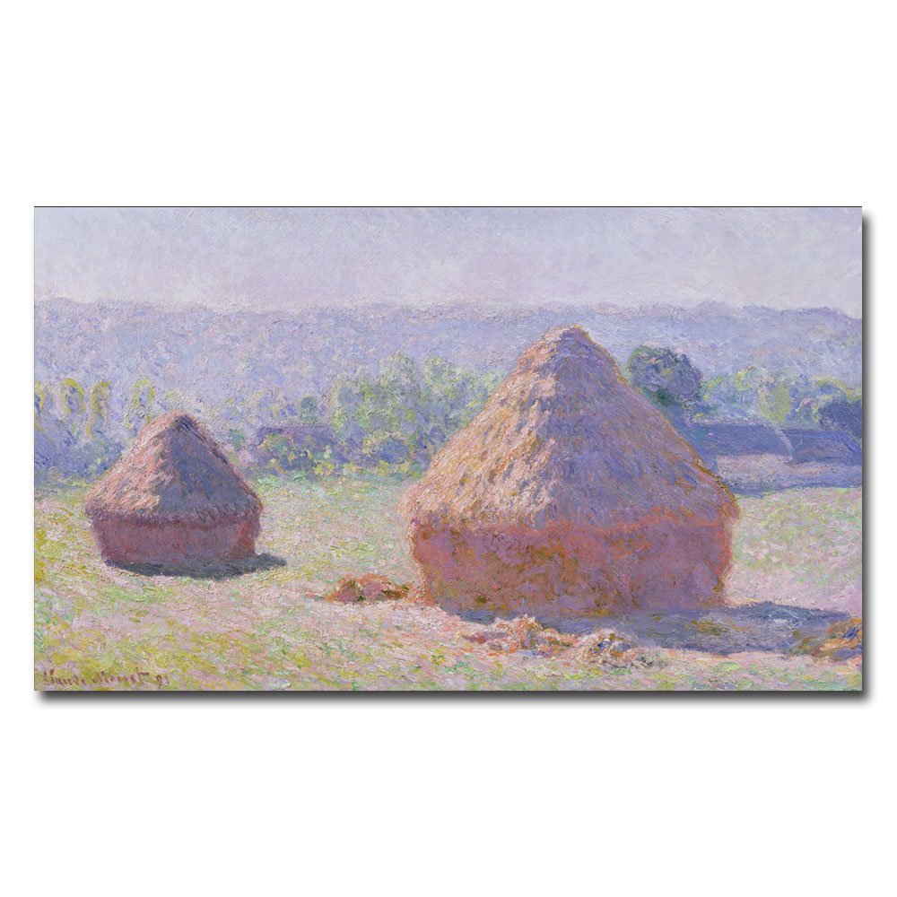 Claude Monet Grainstack on a Summer Morning 1891 Canvas Art Print - 30x47 Inch Wall Decor for Living Room, Bedroom & Office - Famous Impressionist Painting Reproduction