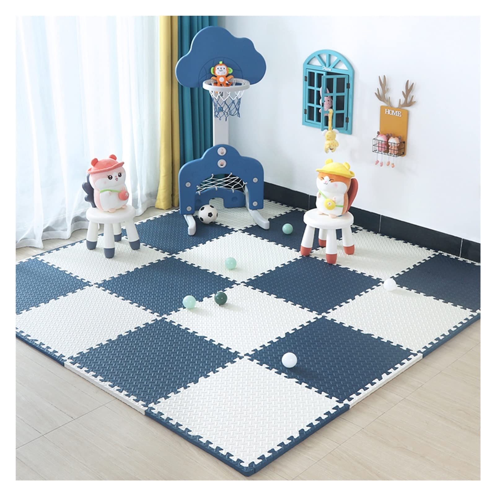 BDSHL Interlocking EVA Foam Play Mat - 24-Piece Solid Color Puzzle Floor Tiles for Home Gym, Kids Playroom & Workout Areas (30x30x1.2cm) - Non-Slip Exercise Mats for Yoga, Fitness & Toddler Safe Flooring