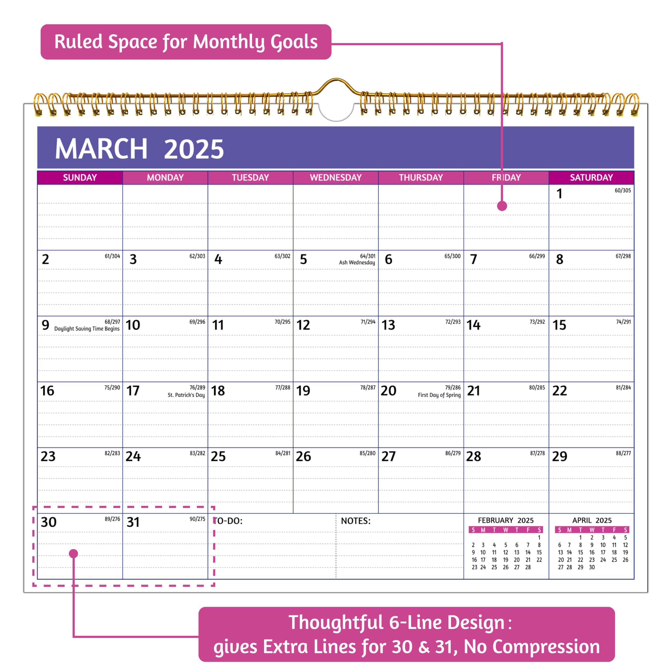 2024-2025 Wall Calendar | April 2024 - September 2025 | 18-Month Large Format Planner (14.57