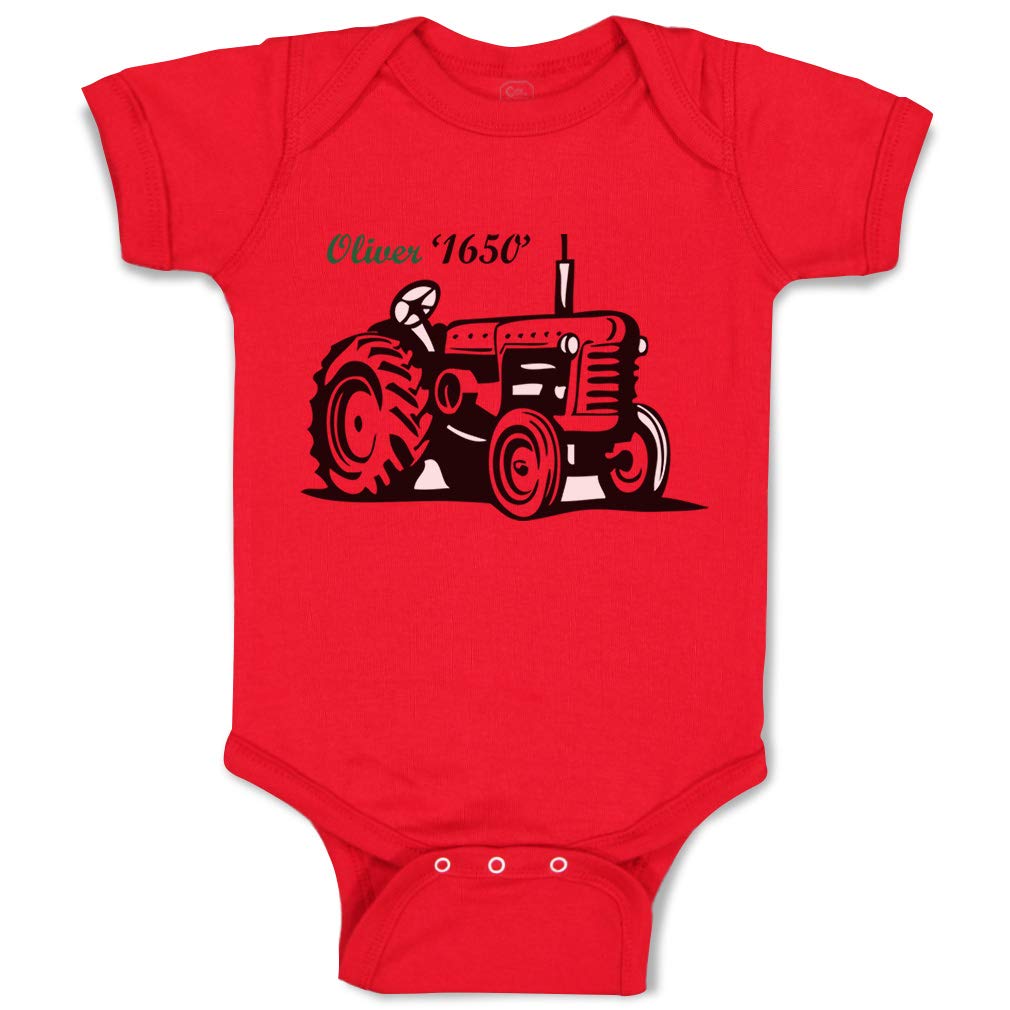 Funny Oliver Tractors Baby Bodysuit - Cute Cotton Onesie for Boys & Girls (6 Months, Red) | Perfect for Playtime, Farm-Themed Parties & Photo Shoots