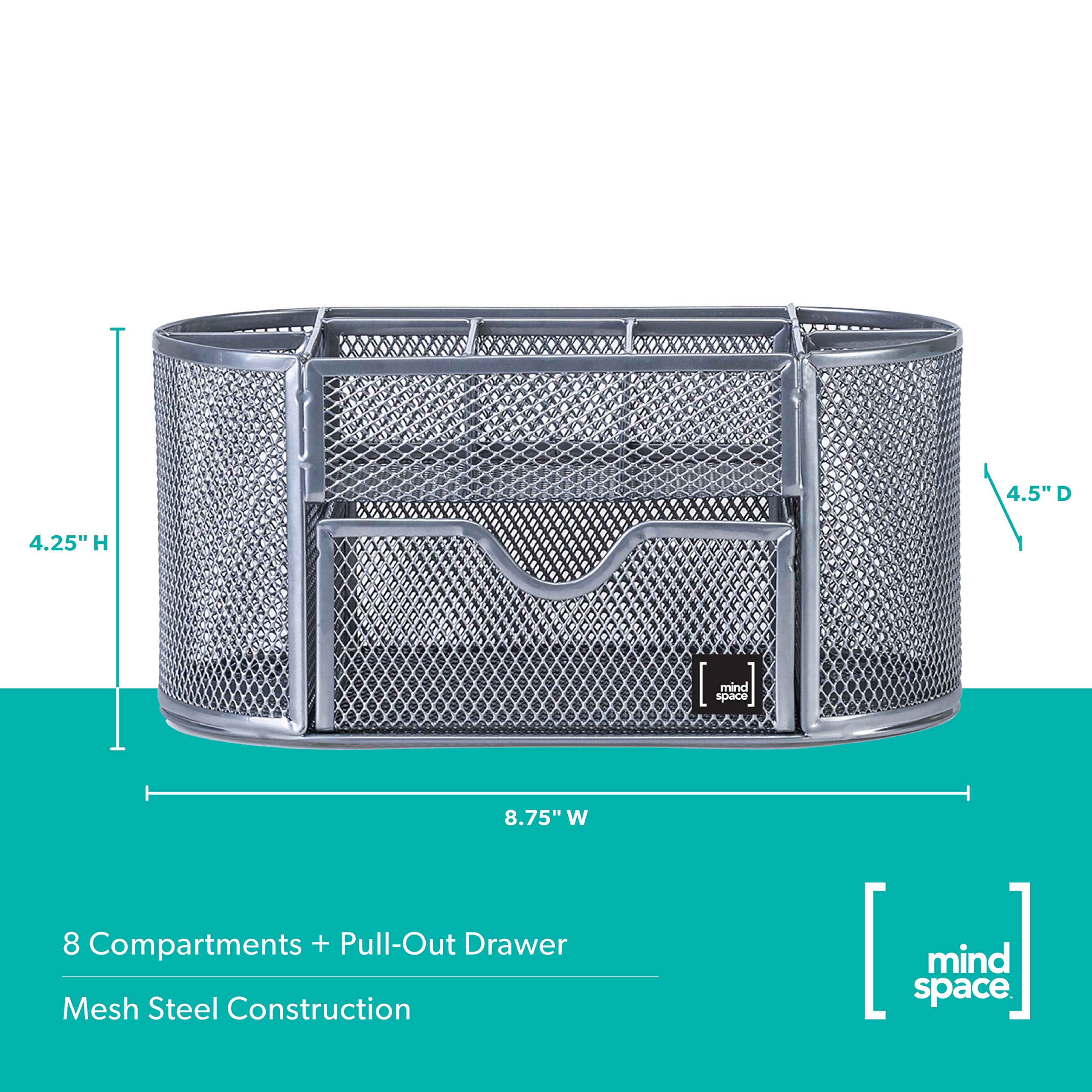 Mesh Desk Organizer with 8 Compartments & Drawer - Office Storage for Pens & Accessories | Workspace Essentials