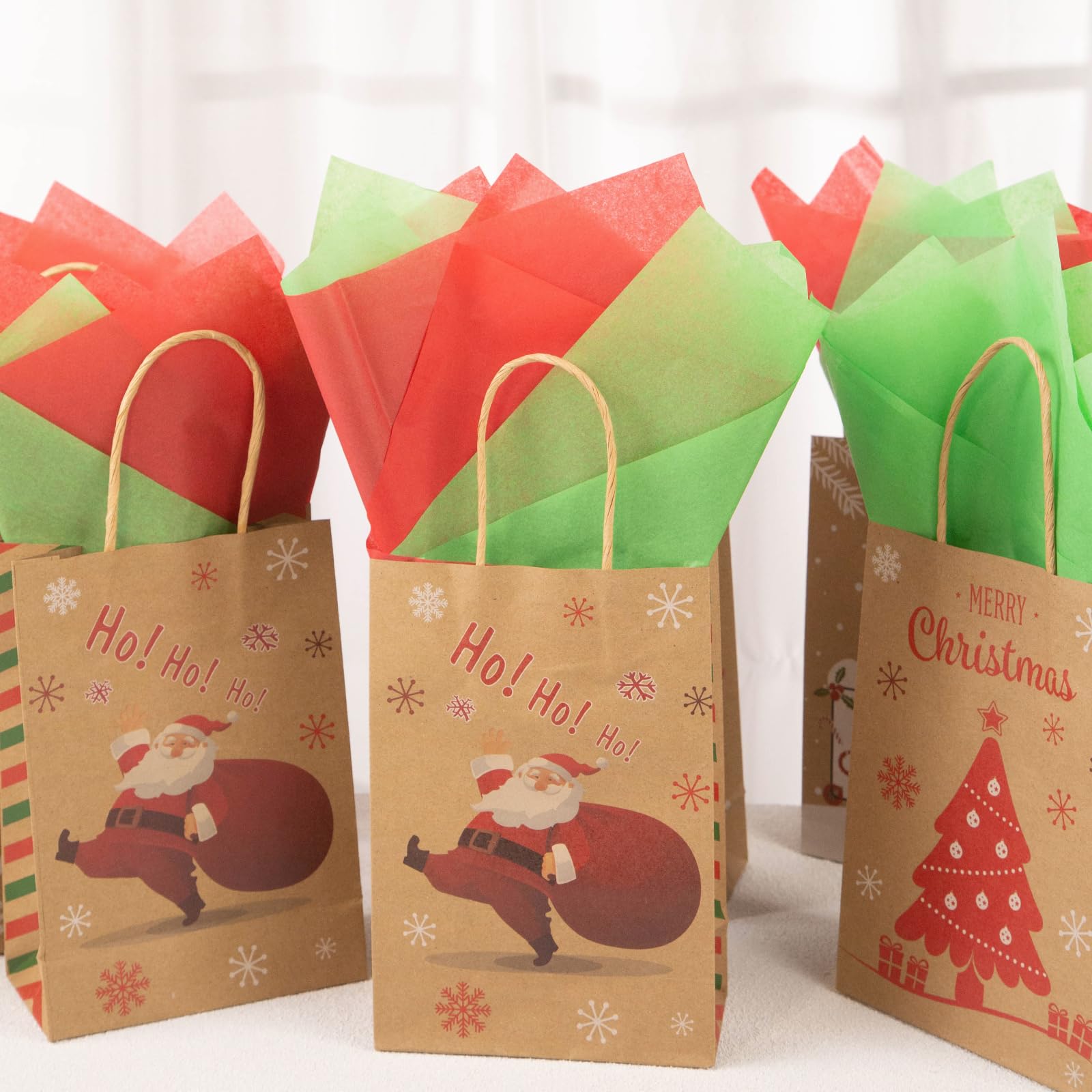 VGOODALL 12PCS Christmas Gift Bags with Tissue Paper - Holiday Treat Bags with Handles for Christmas Party Favors, Gift Exchange & Holiday Celebrations - Perfect for Classroom Gifts, Office Parties & Family Gatherings
