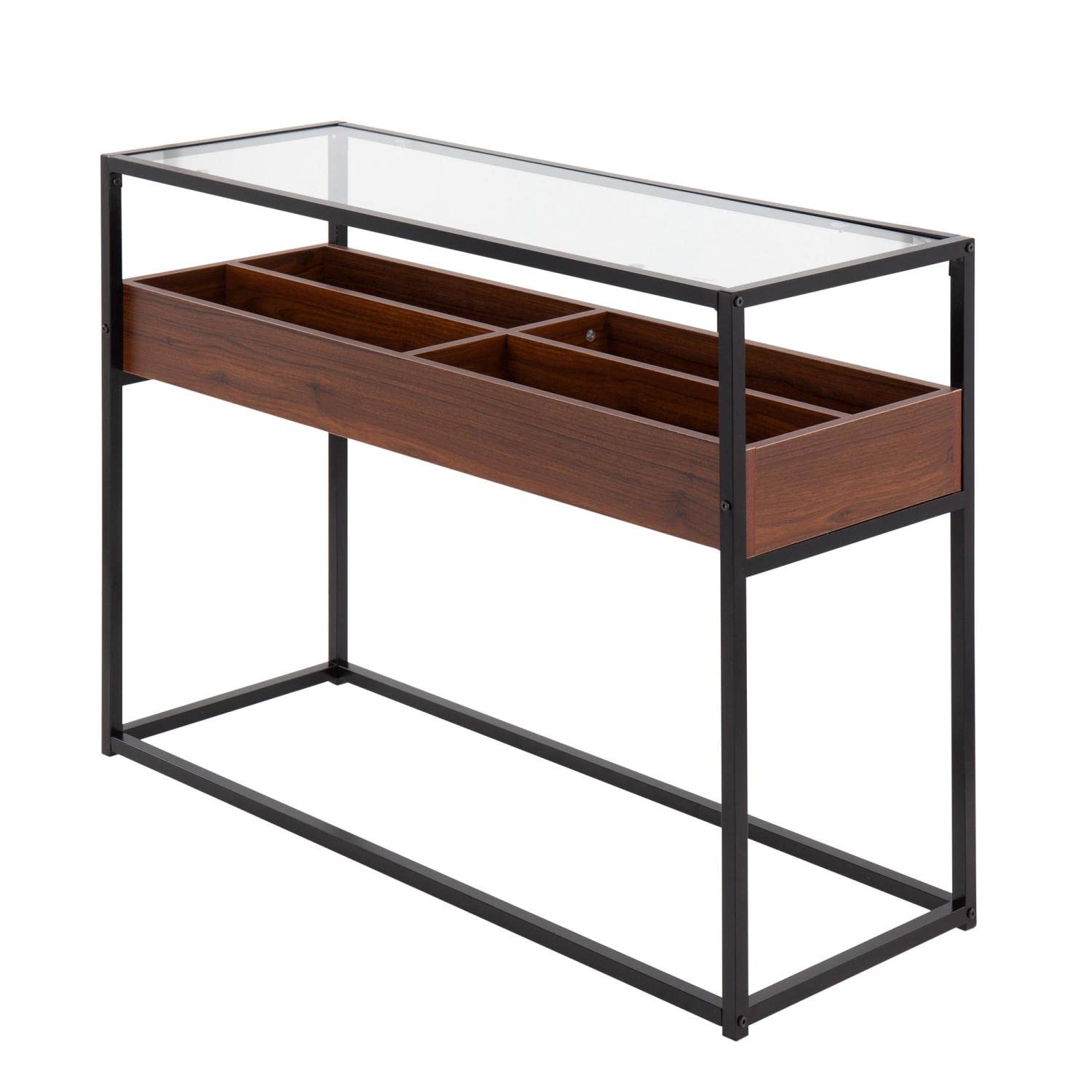 Modern Glass Console Table with Storage - Narrow Entryway Sofa Table for Living Room & Hallway - Stylish Display Shelf Behind Couch - Perfect for Small Spaces, Home Decor & Organization