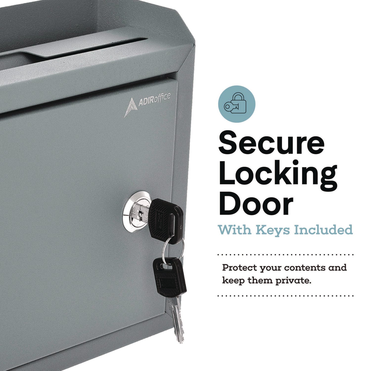 AdirOffice Medium Steel Secure Drop Box with Key Lock - 9.8