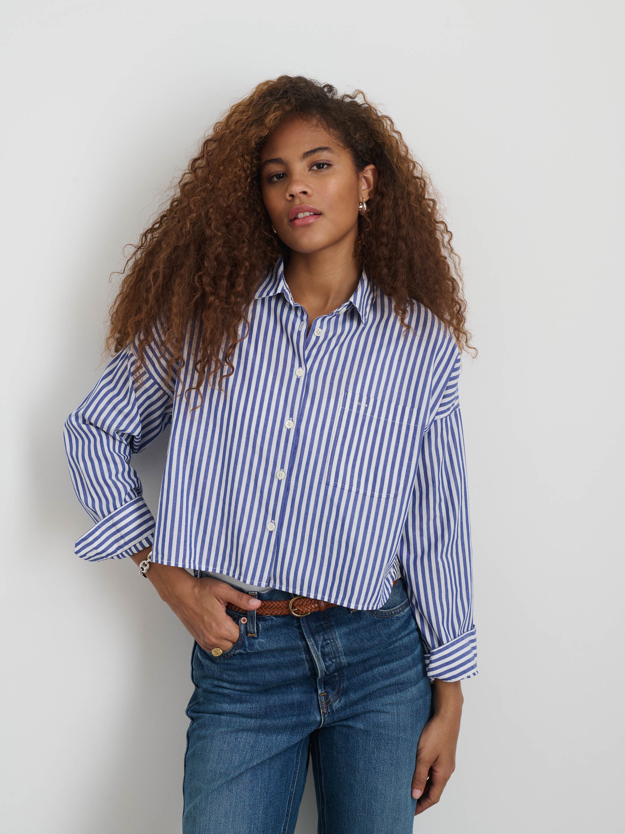 Cropped Striped Cotton Jo Shirt for Women - Casual Summer Tops for Beach, Travel & Everyday Wear