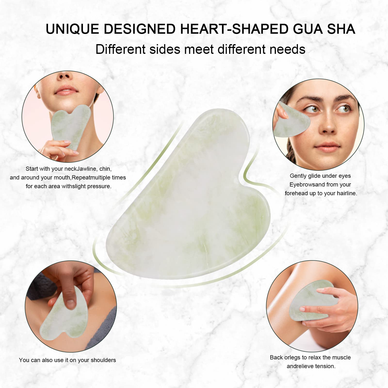 Jade Roller & Gua Sha Set for Face & Neck Care - Reduce Puffiness & Relax Skin - Perfect for Skincare Routine
