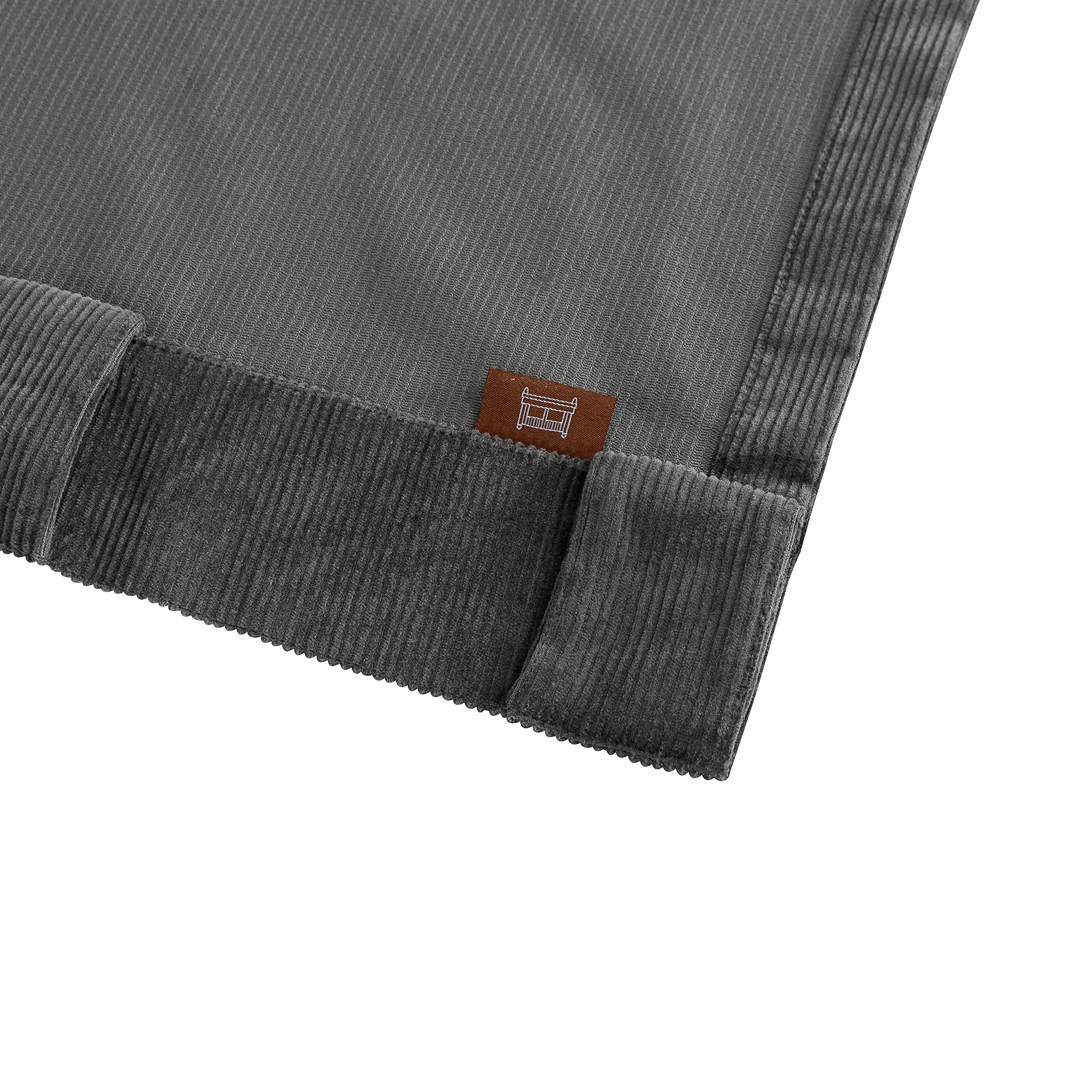 Premium Cotton Velvet Window Curtains Set of 2 - Heavy Corduroy Blackout Drapes for Bedroom, Mid Century Modern Style, 100% Cotton Room Darkening Panels (52x96 Inches, Charcoal) - Perfect for Living Room, Bedroom & Home Theater Light Control
