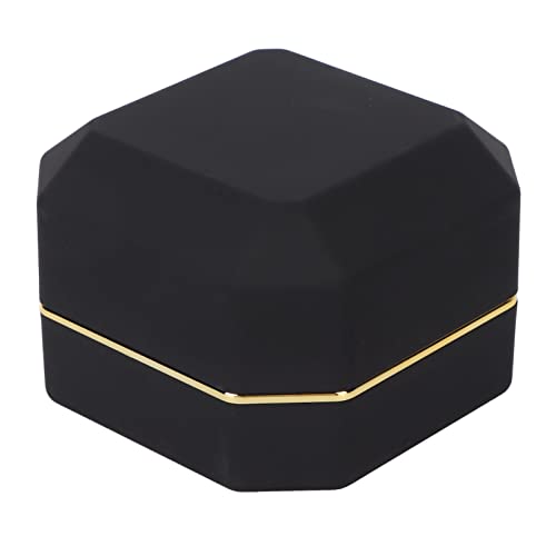 Elegant LED Lighted Jewelry Gift Box - Premium Earring & Stud Display Case with Built-in Light - Perfect for Engagement Rings, Wedding Jewelry & Proposal Gifts (Black) | Ideal for Bridal Showers, Anniversary Presents & Jewelry Storage Organization