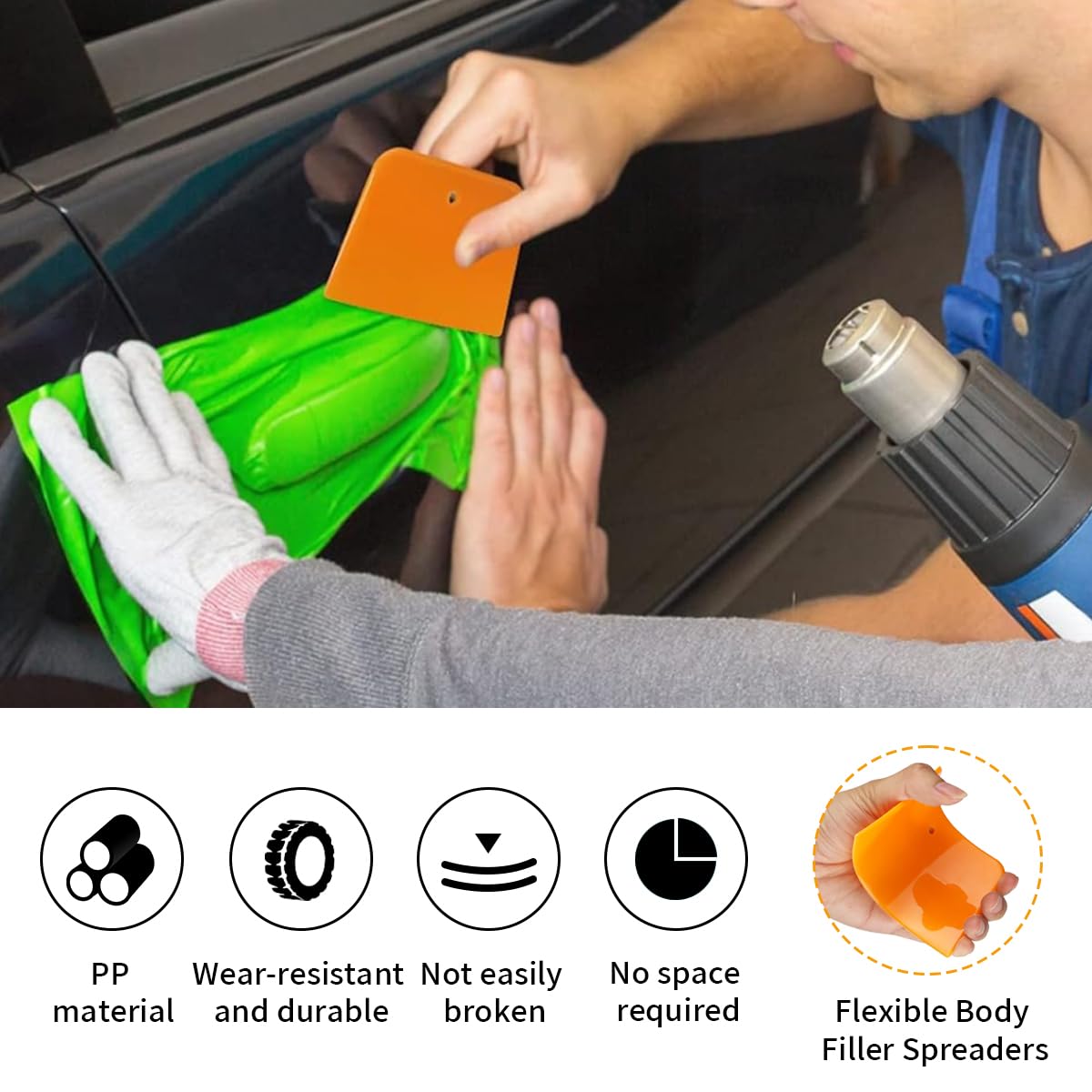 Premium Car Body Filler Spreaders Set - 4, 5 & 6 Inch Reusable Hard Plastic Automotive Putty Knives for Body Fillers, Glazes, Caulks & Paint Application (15 Pack) - Ideal for Auto Body Repair, DIY Projects & Professional Use