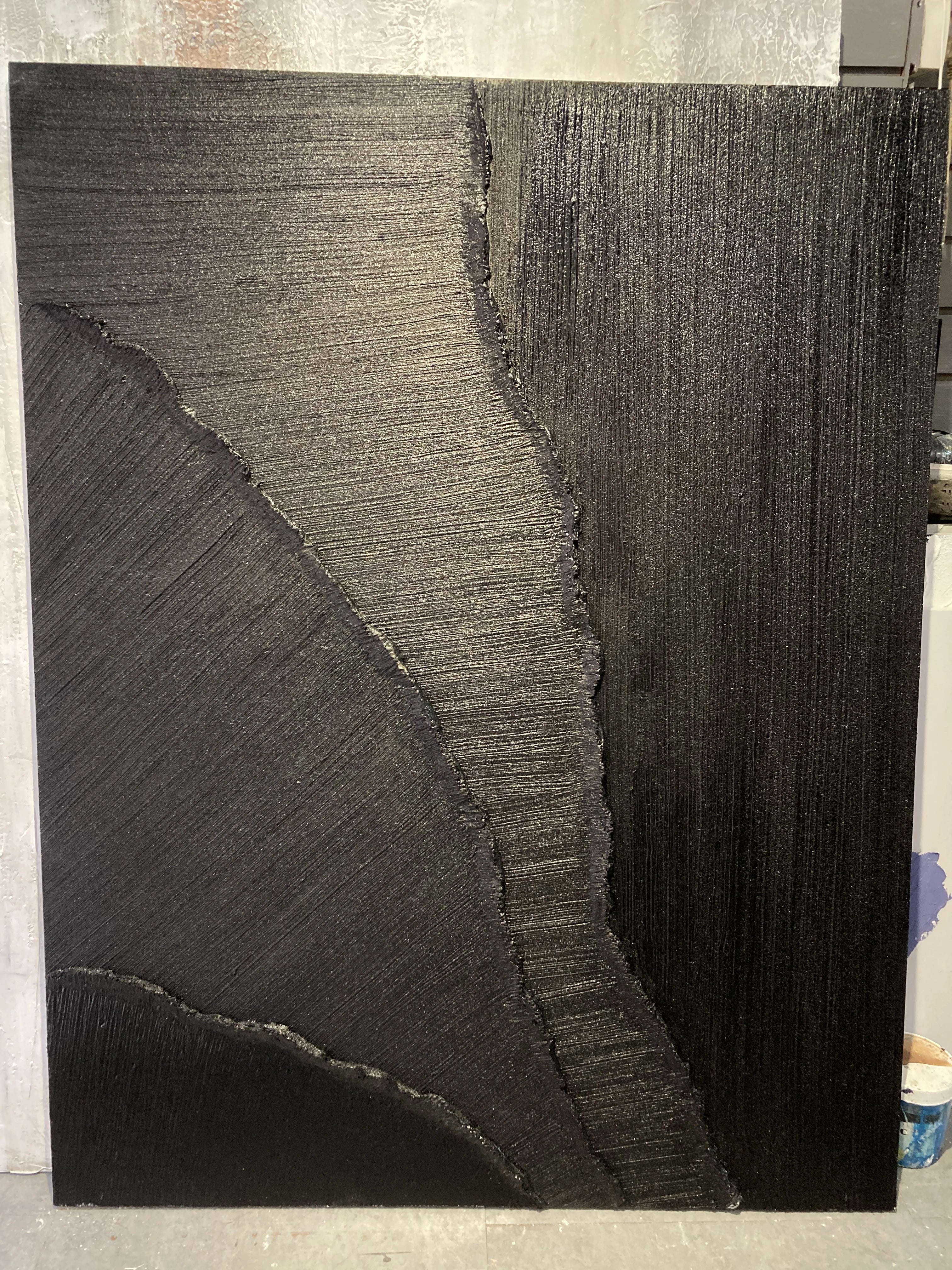 Black Minimalist Textured Painting Canvas #MZ005 - Abstract Wall Art for Modern Home & Office Decor