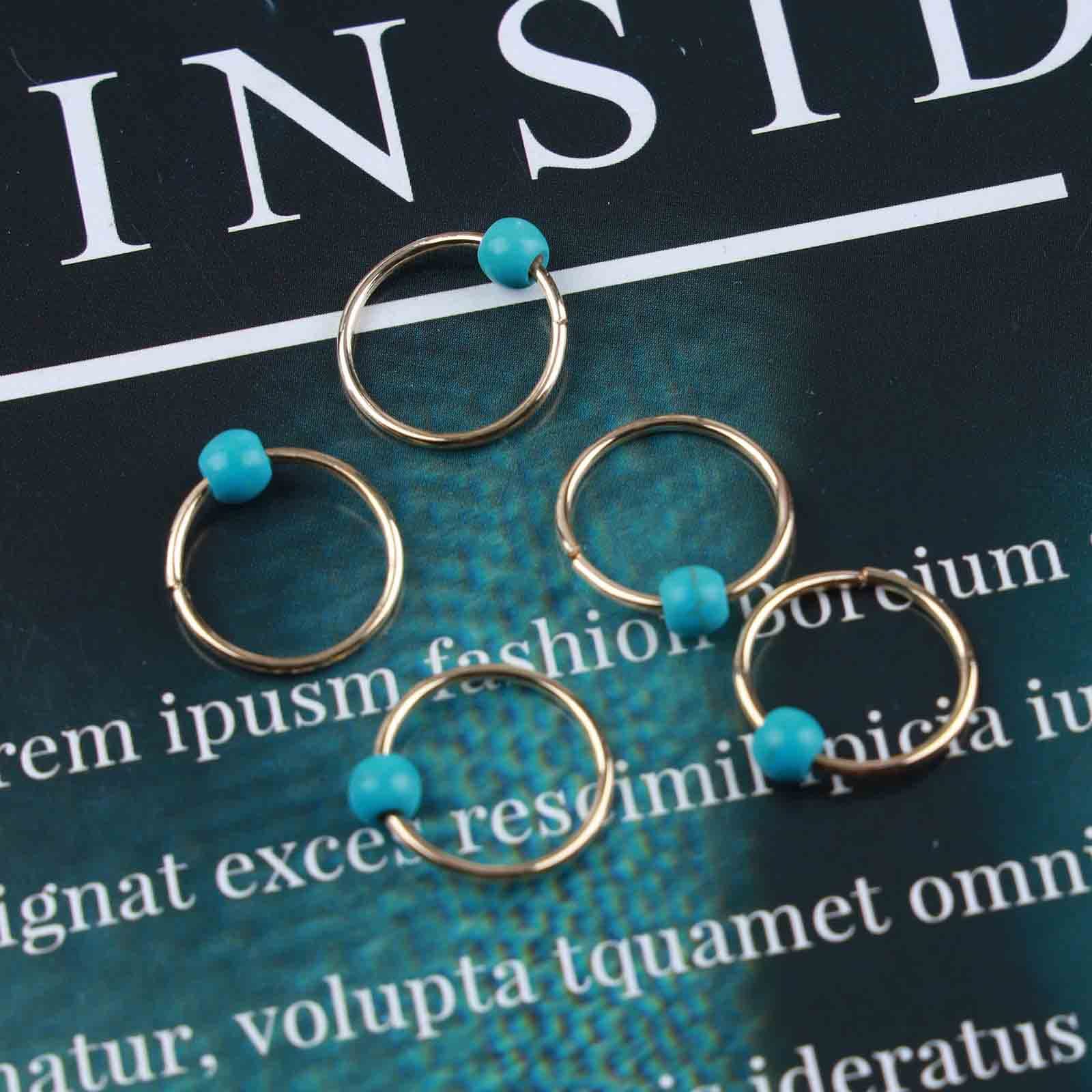 Boho Tribal Turquoise Circle Hair Rings Set - Gold & Turquoise Dreadlock Braid Loops, Hair Jewelry Accessories for Women & Girls - Perfect for Festivals, Weddings, and Everyday Boho Style