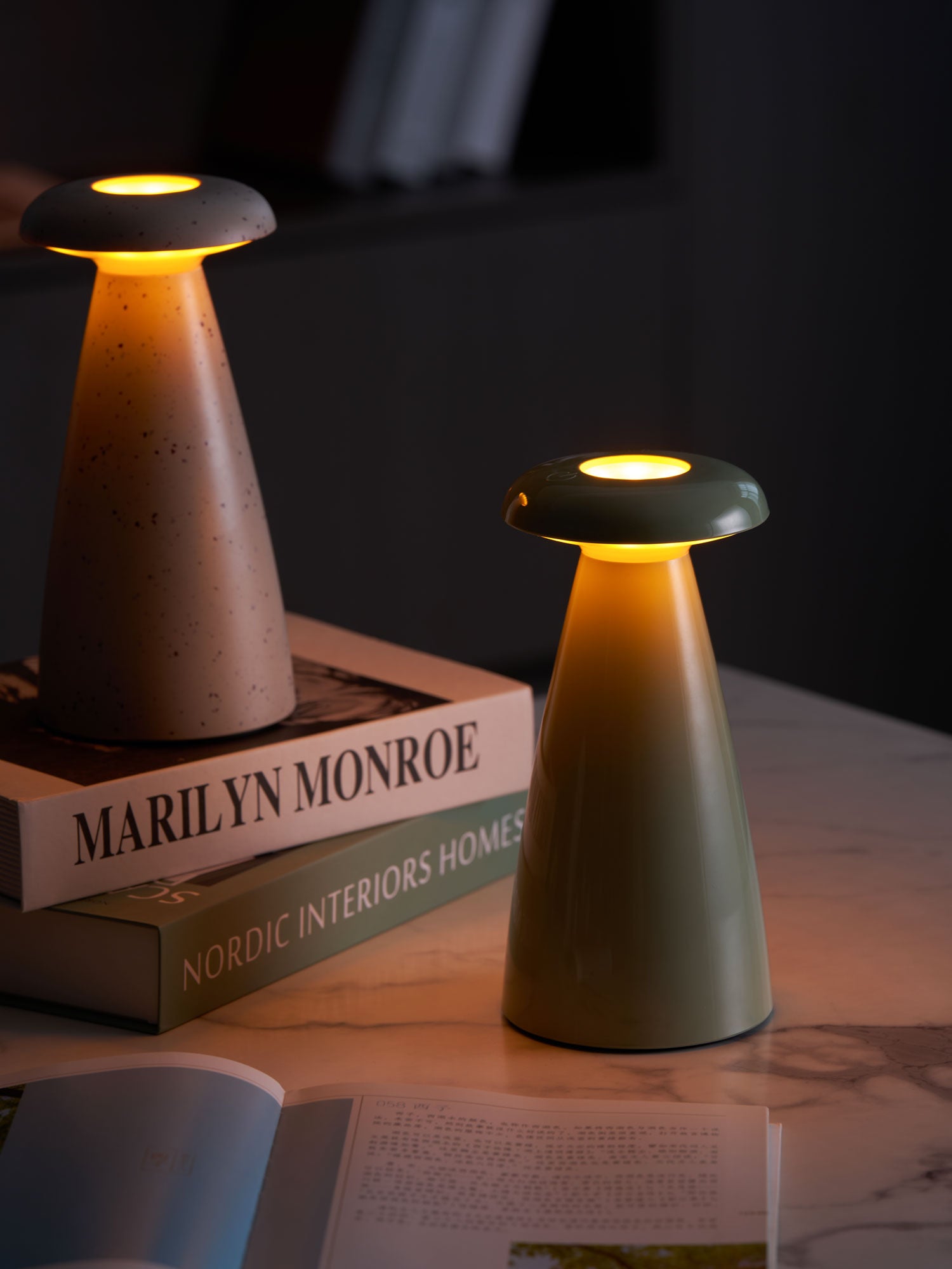 Noko Mushroom Rechargeable Table Lamp - USB-C LED Night Light for Bedroom, Nursery & Living Room - Dimmable Ambient Lighting for Reading & Relaxation