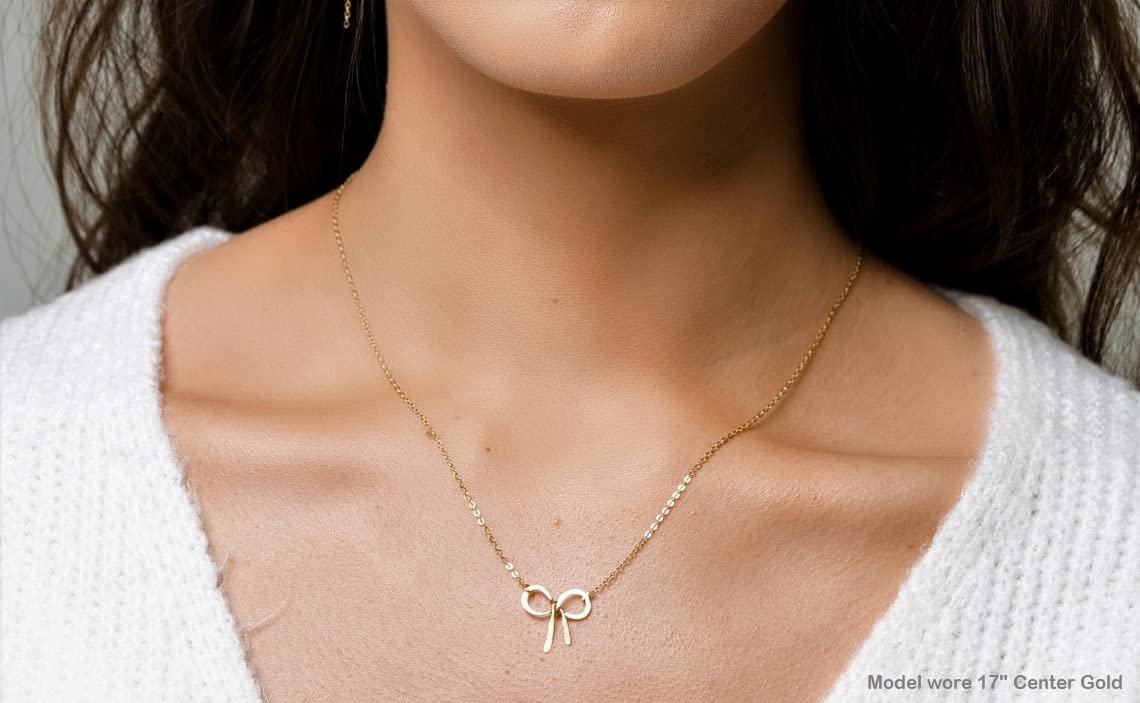 Elegant Bow Necklace for Women - Minimalist Ribbon Knot Pendant Choker Jewelry Gift for Best Friends, Bridesmaids & Special Occasions | Perfect for Weddings, Anniversaries & Valentine's Day Gifts