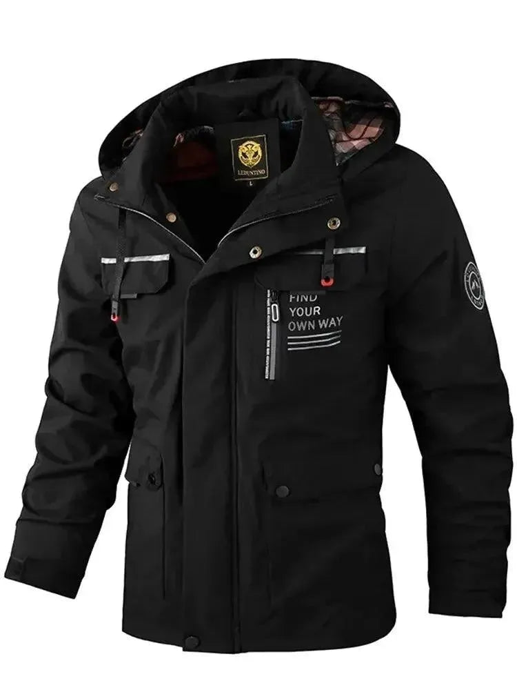 Waterproof Hooded Men's Windbreaker Jacket - Lightweight Raincoat for Outdoor Hiking, Running & Travel - Windproof & Breathable Jacket for All Seasons