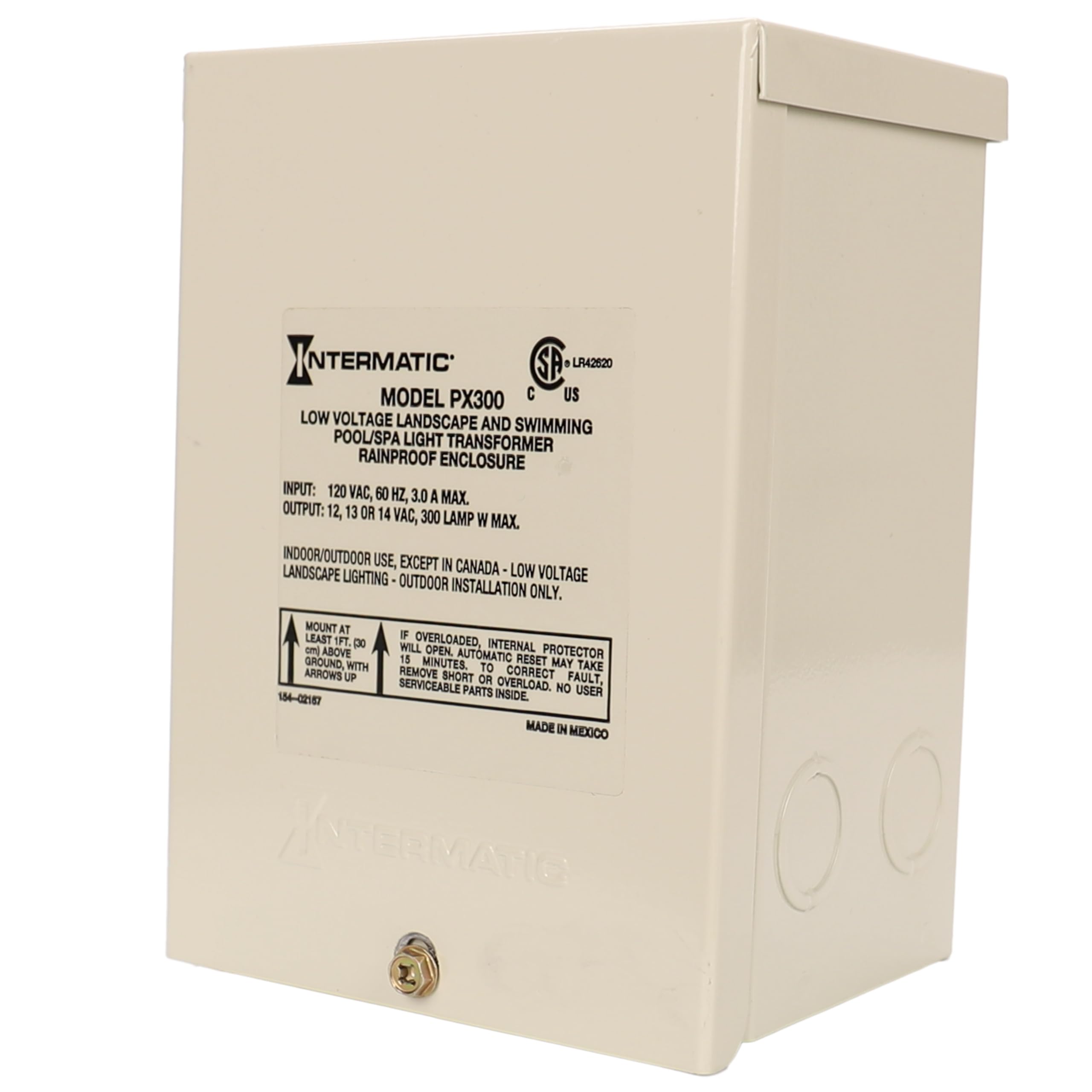 Intermatic PX300 300W Pool Light Transformer 12V/13V/14V - Waterproof Power Supply for Pool Lights, Spa Lights & Landscape Lighting - Circuit Protection Safety - Stainless Steel Beige - Perfect for Backyard, Garden & Outdoor Lighting Projects