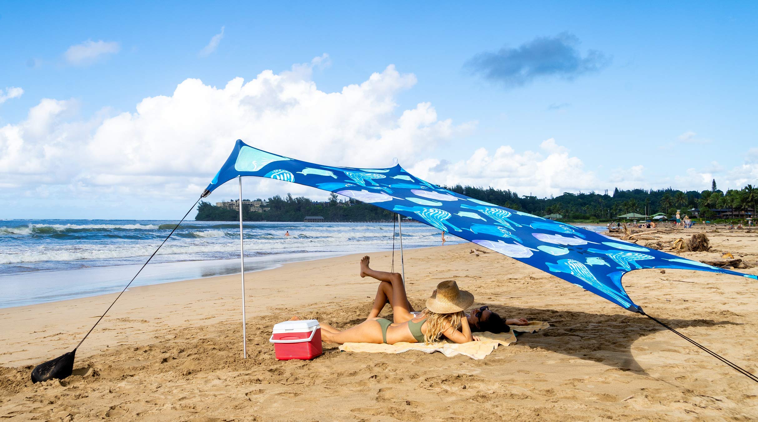 Neso Tents Beach Tent with Sand Anchor - Portable 7' x 7' Sun Canopy Shade with Patented Reinforced Corners (Whales Design) - Perfect for Beach, Camping, Picnics & Outdoor Family Adventures