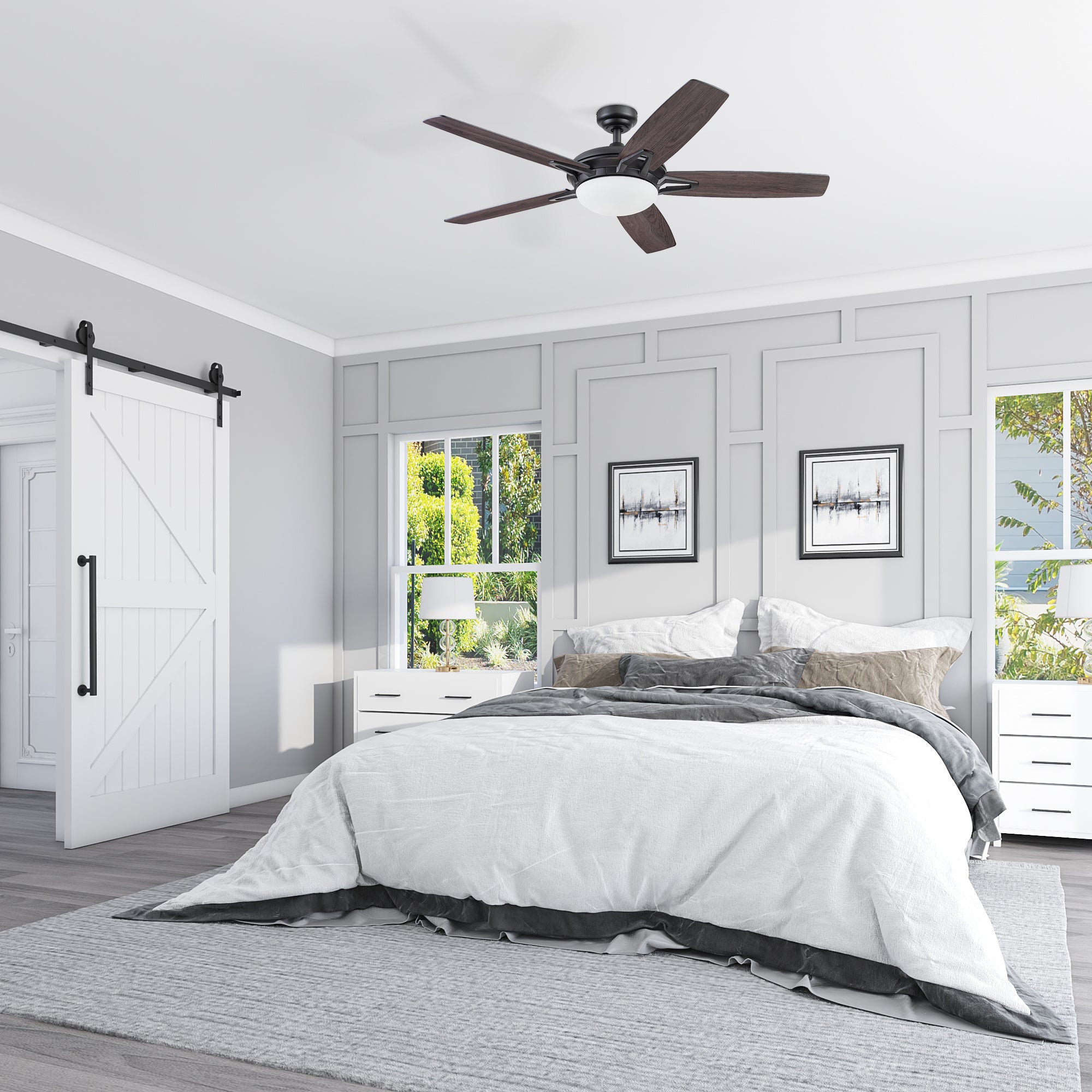 52 Inch Matte Black Ceiling Fan with Remote Control - Quiet, Energy Efficient for Living Room, Bedroom, and Office