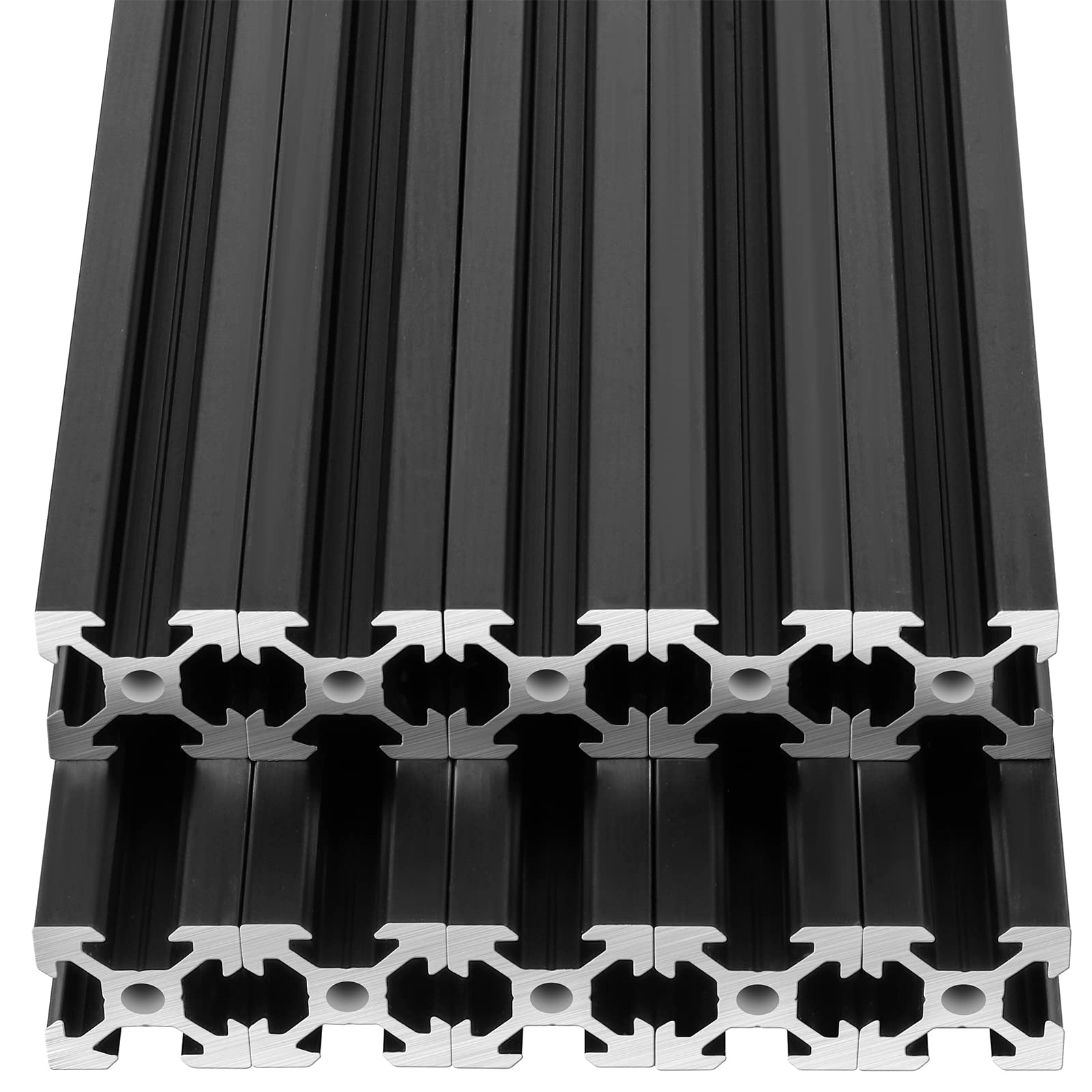 10Pcs 1000mm Black Anodized Aluminum Extrusion 2020 V-Slot Linear Rail - European Standard for 3D Printer Parts, CNC Machines & DIY Projects | Perfect for Building 3D Printers, CNC Routers, Laser Cutters & Industrial Automation Systems