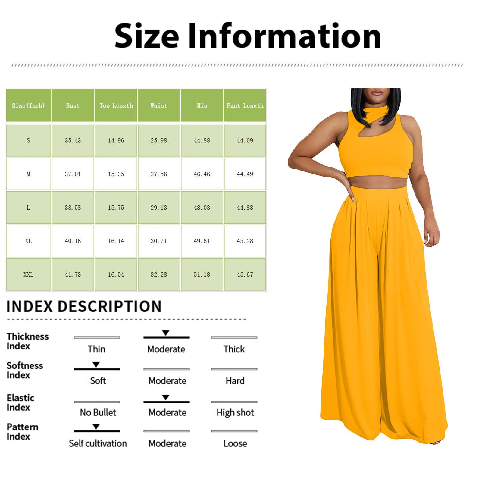 Women's 2-Piece Outfit - Sleeveless Mock Neck Crop Top & Wide Leg Pants Set | Summer Tracksuit for Casual Wear, Street Style & Vacation Outfits | Spring Summer Fashion Sweatsuit