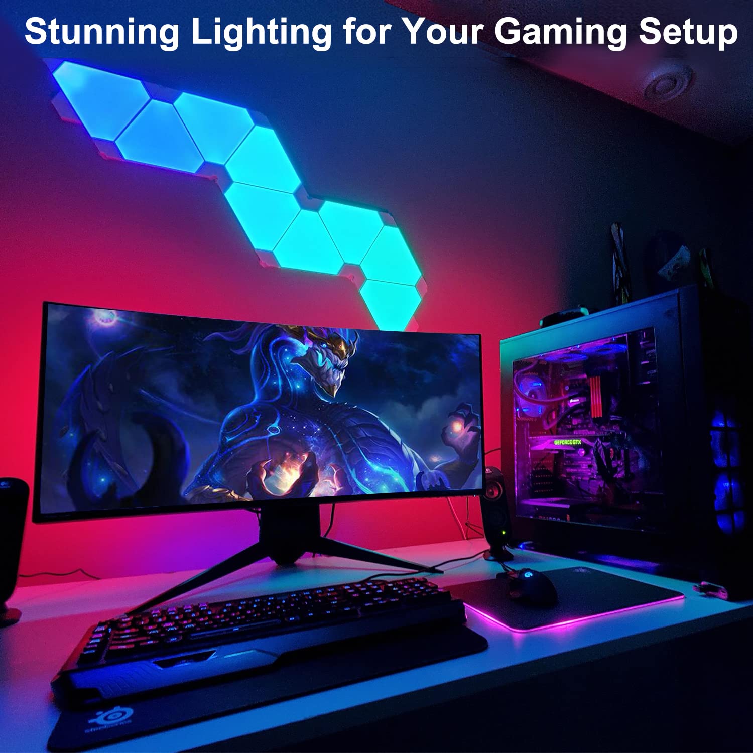 RGB Triangle LED Light Panels - Smart Wall Lights with Remote & Music Sync, Works with Alexa & Google Assistant, APP & Voice Control - Perfect for Gaming Room Decor, Bedroom Lighting & Streaming Setup (9 Pack)