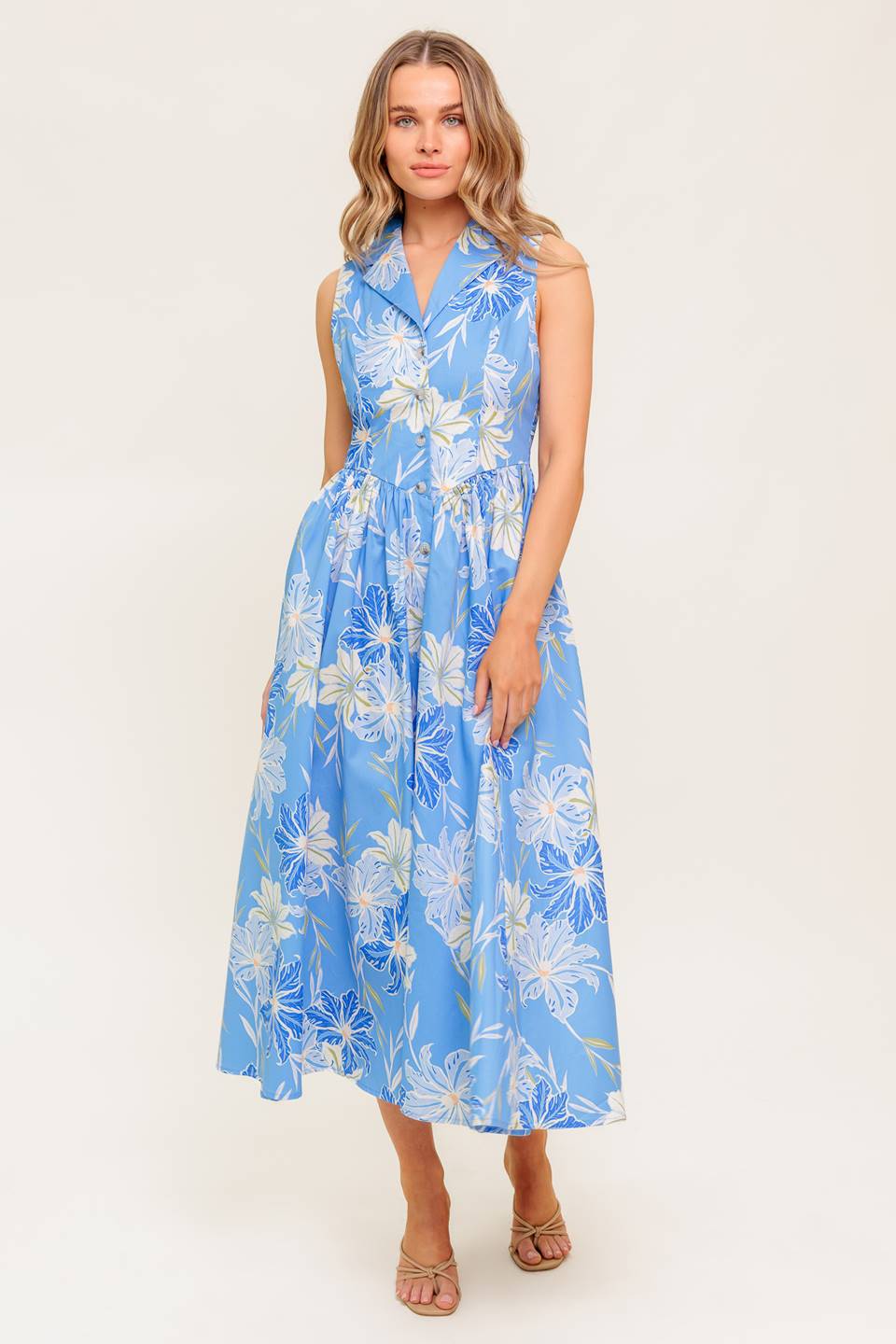 BEATRICE MIDI DRESS in Powder Blue - Elegant Flowy Summer Dress for Women, Perfect for Weddings, Parties & Beach Vacations
