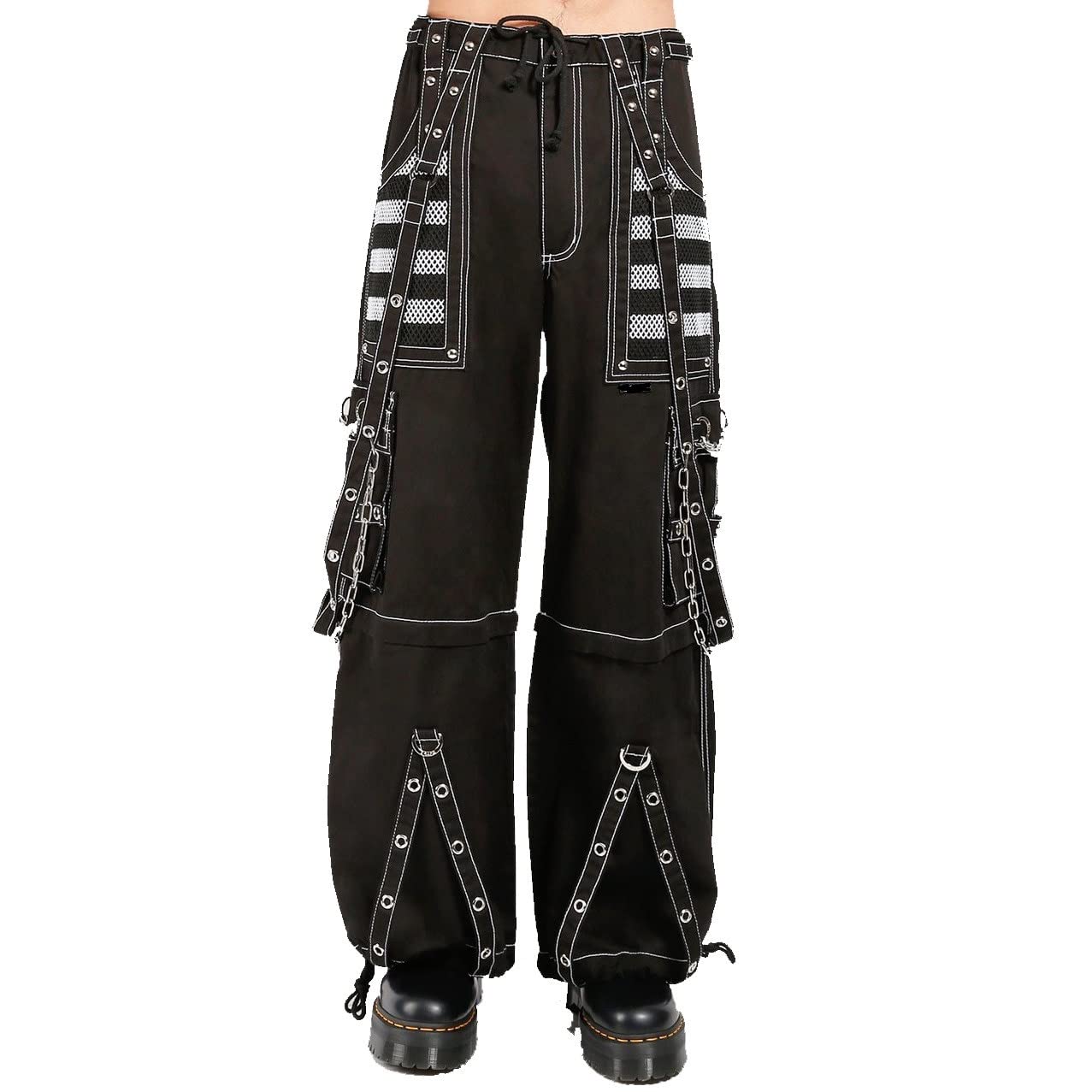 Gothic Bondage Pants for Men - Black & White Punk Rock Emo Trouser Shorts | Alternative Fashion | Perfect for Concerts, Halloween & Gothic Streetwear (USA)