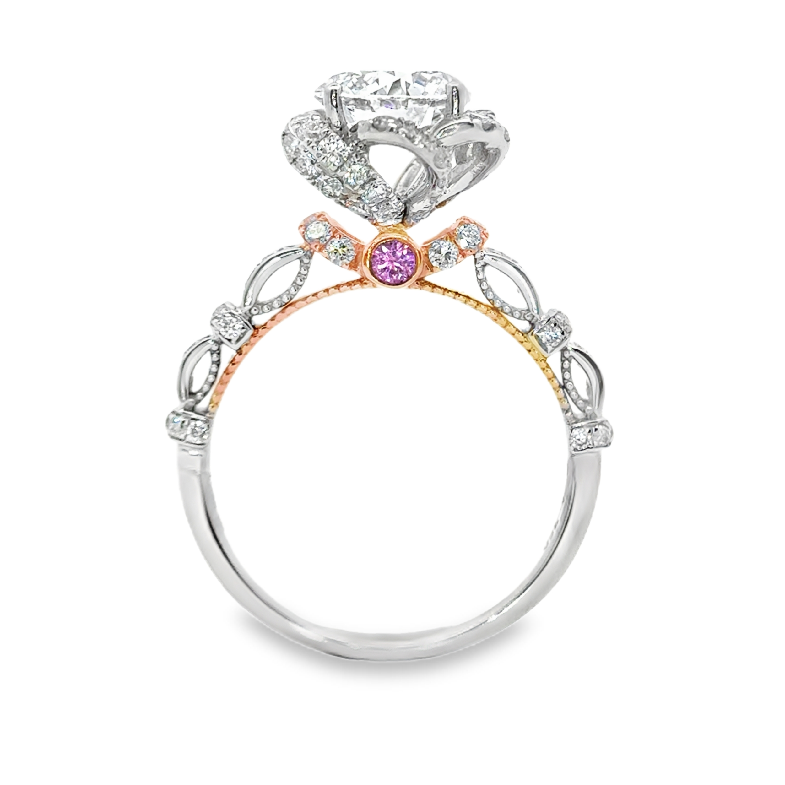 Elegant Floral Halo Diamond Ring Setting - 14K White Gold Bridal Wedding Band - Perfect for Engagement, Anniversary & Proposal Gifts