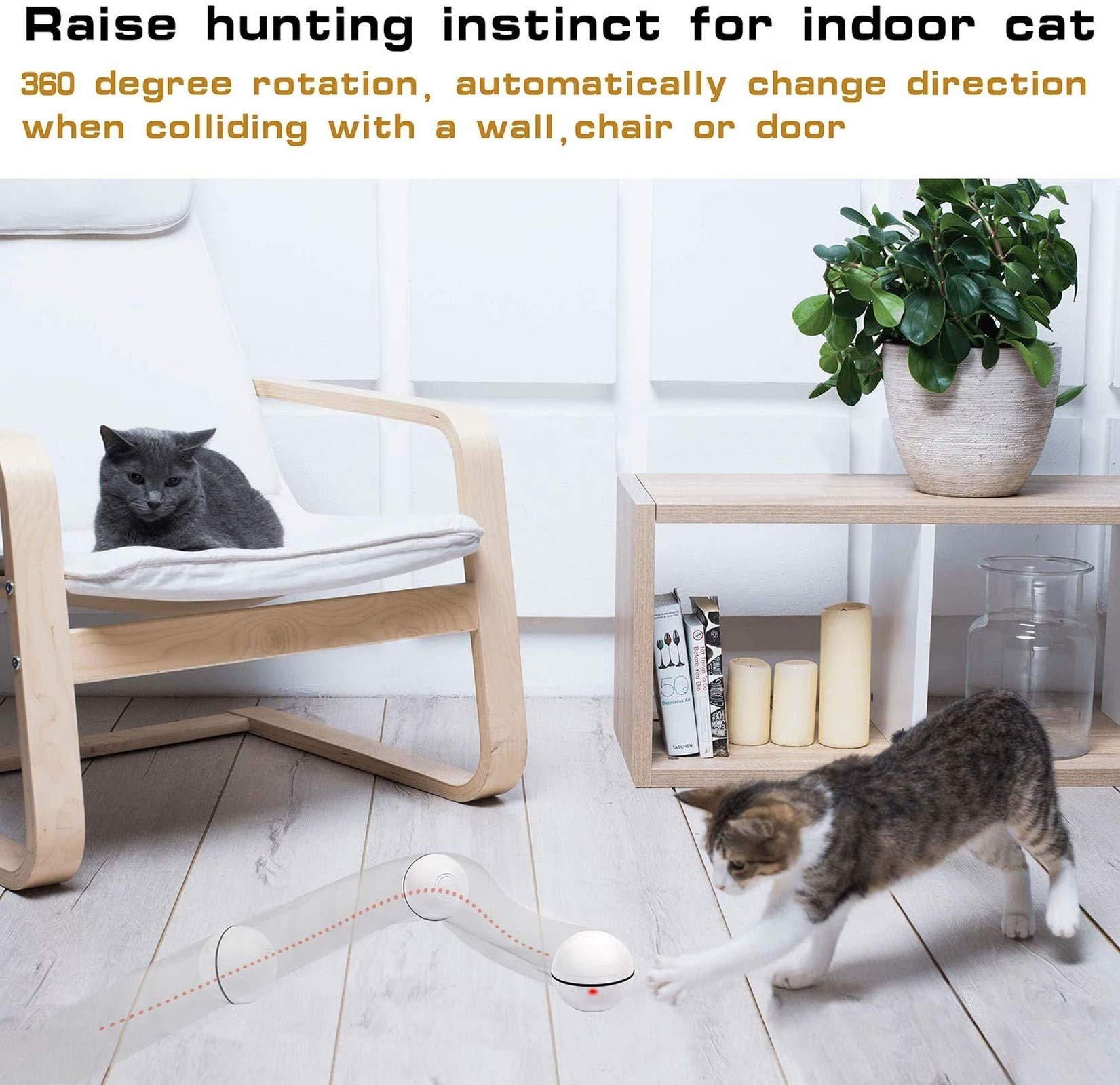 Interactive Cat Toys & Smart Rolling Dog Toys - USB Rechargeable LED Pet Exercise Ball with Catnip for Puppy & Kitty | Indoor Play, Training Reward, Anxiety Relief for Pets | Pack of 1