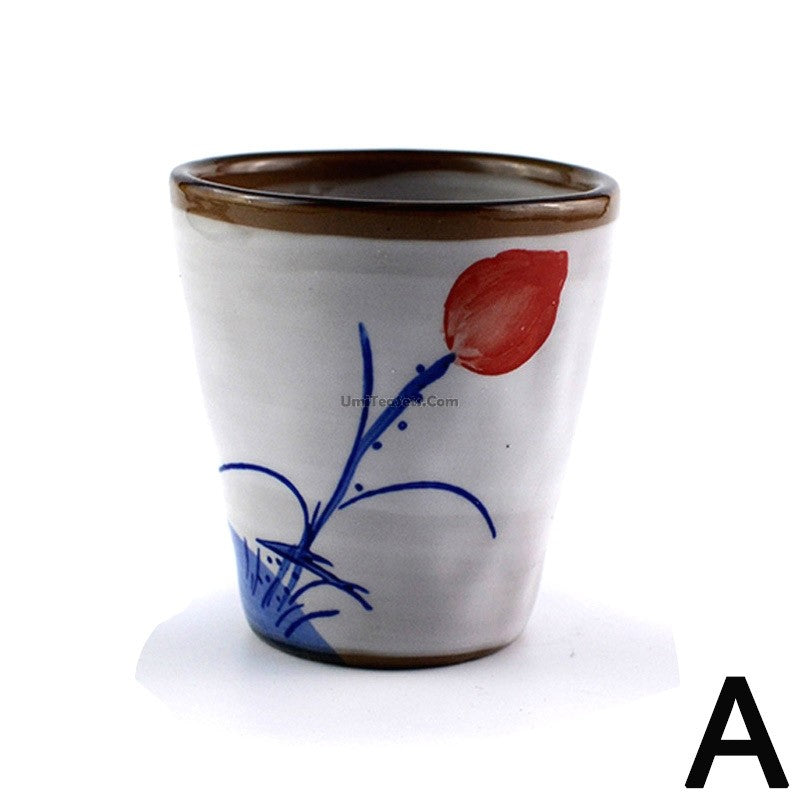 Hand Painted Lotus Japanese Tea Cups - Set of 2, Traditional Ceramic Tea Set for Matcha, Sencha & Green Tea - Perfect for Zen Tea Ceremonies, Home Decor & Gift Giving