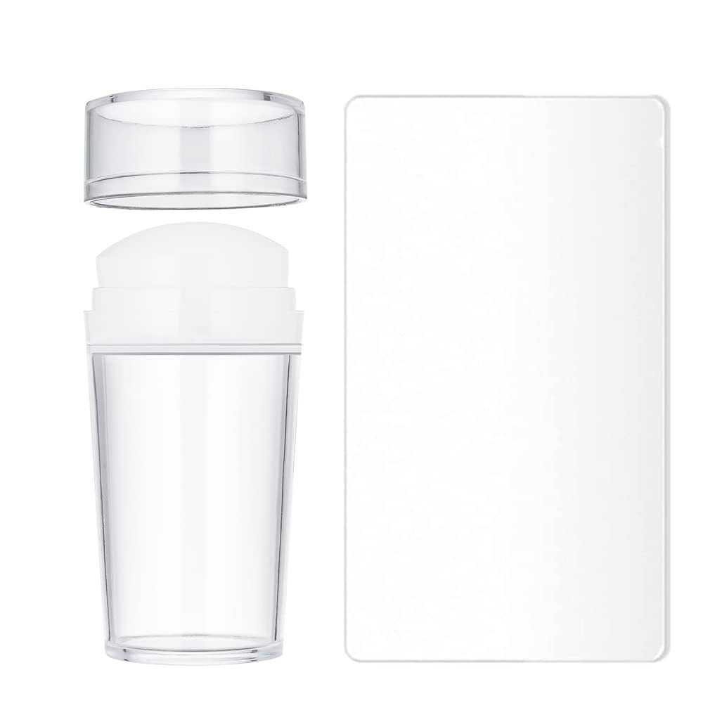Professional French Tip Nail Art Stamper Set - Clear Silicone Stamping Jelly with Scraper & Nail Holder for Perfect Manicures | DIY Nail Design Tools for Salon-Quality Results at Home | Ideal for Nail Art Beginners and Professionals