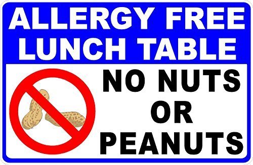 Vincenicy Allergy-Free Metal Sign - 8x12 Inch Aluminum Tin Sign for Nut-Free Lunch Tables & Allergy Safety - Perfect for Schools, Cafes & Restaurants