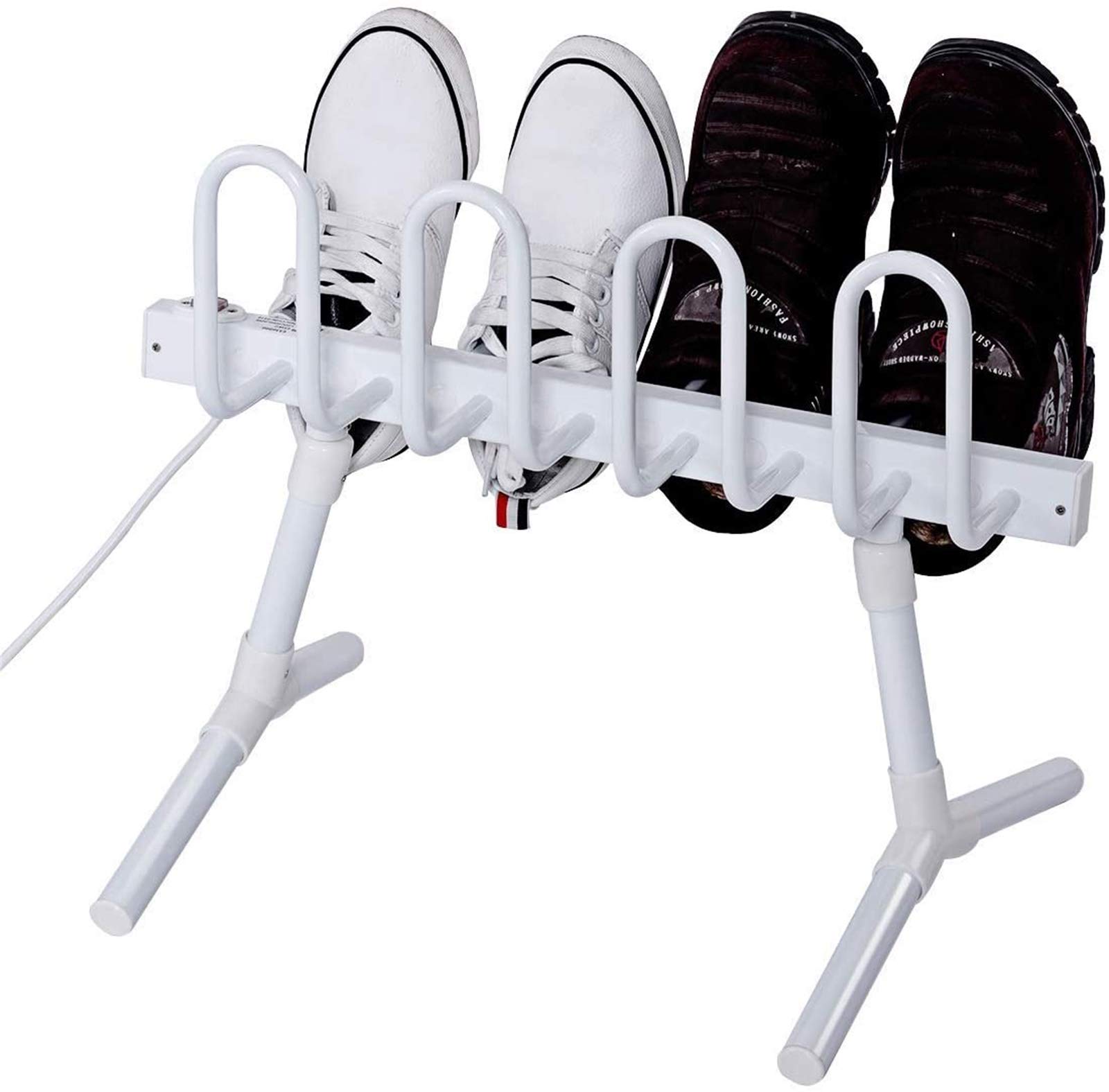 4 Pairs Electric Shoe Dryer & Warmer - Free Standing Boot & Shoe Dehumidifier for Boots, Shoes, Socks & Gloves - Fast Drying Machine for Home, Gym & Outdoor Use - White