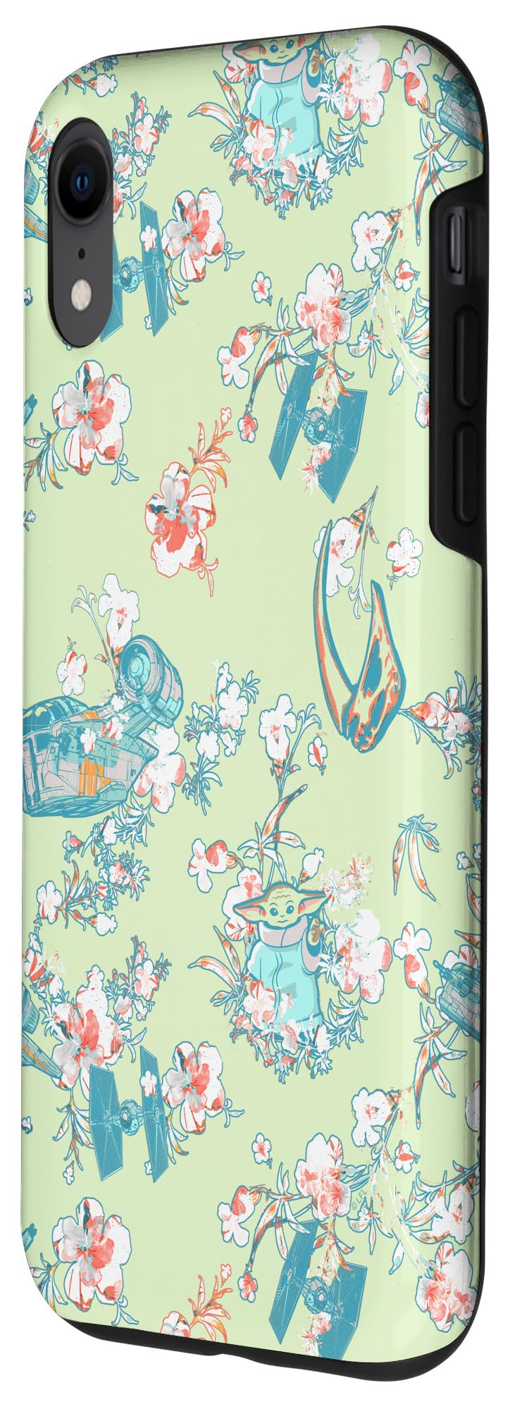 iPhone XR Star Wars The Mandalorian Floral Pattern Phone Case - Protective Cover for iPhone XR with Stylish Design, Perfect for Fans and Everyday Use