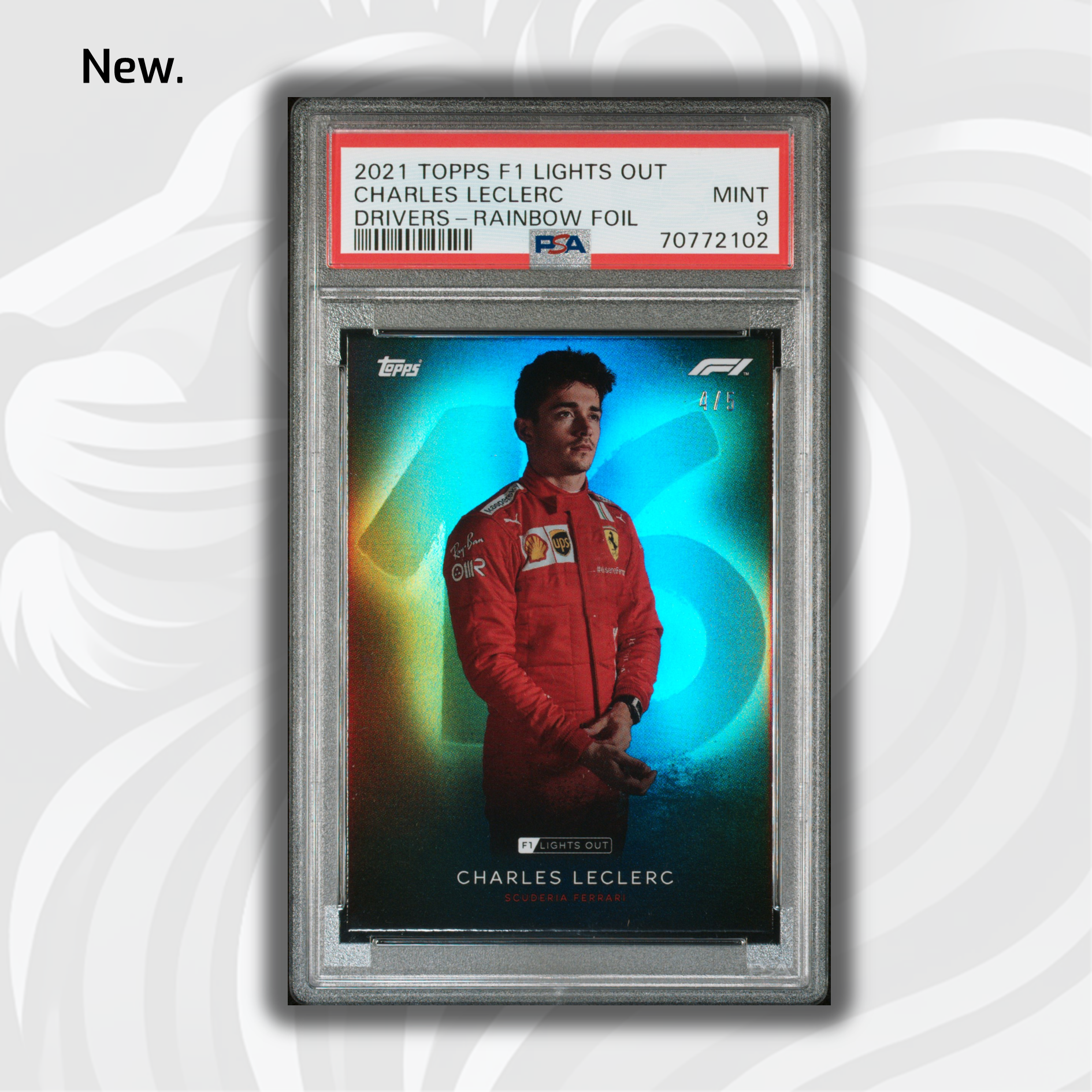 PSA 9 Graded 2021 Topps Lights Out F1 Charles Leclerc Rainbow Foil Card - Rare Collectible for F1 Fans, Racing Memorabilia & Sports Card Investors