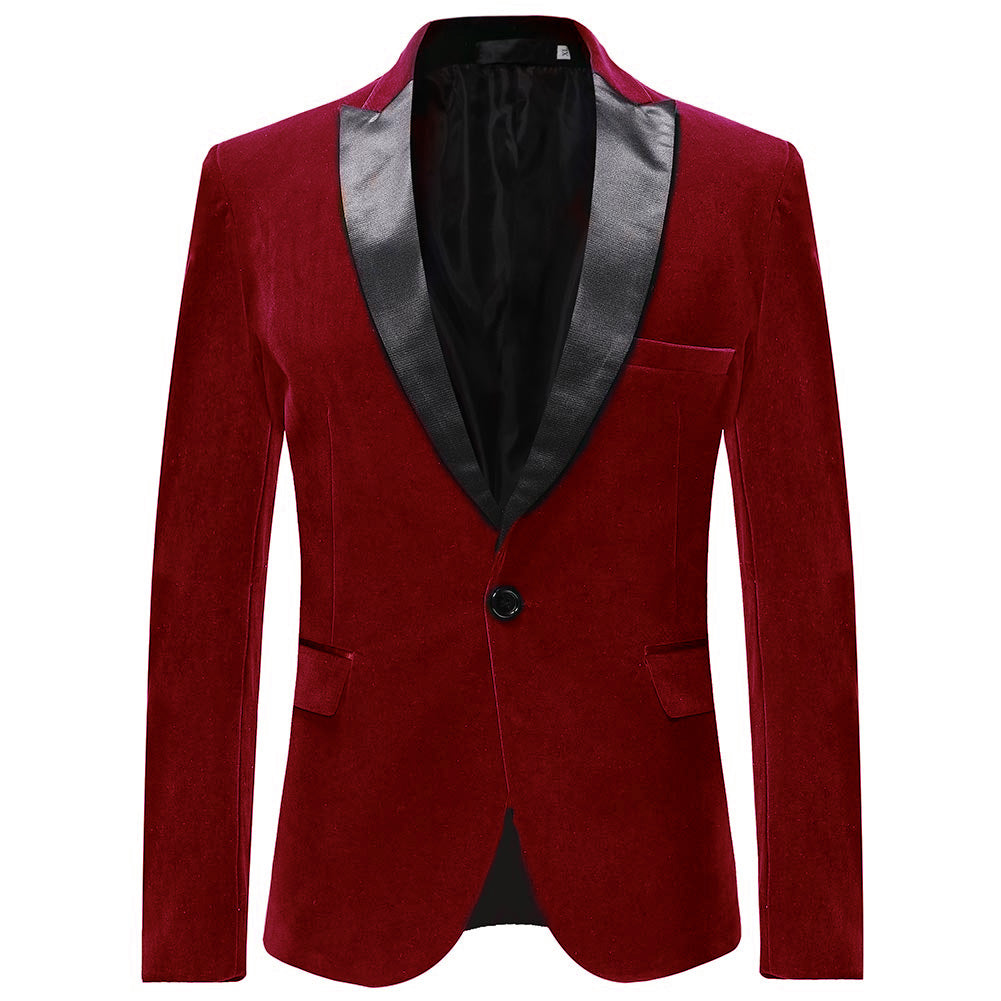 Slim Fit 2 Piece Maroon Velvet Tuxedo Suit for Men - Formal Wedding, Prom, Evening Gala & Special Occasions