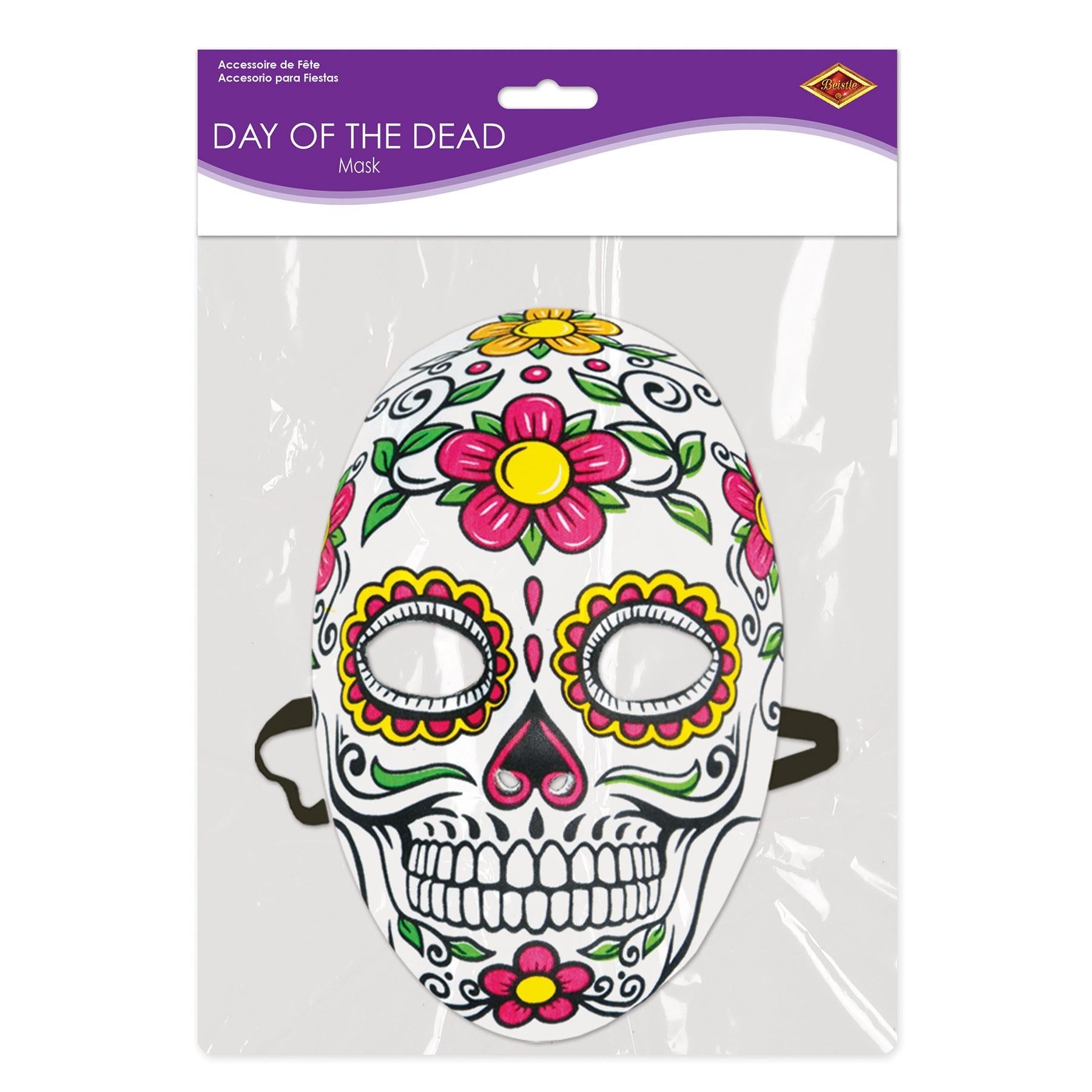 12 Pack Beistle Day of the Dead Masks - Colorful Sugar Skull Face Masks for Halloween, Dia de los Muertos Party, Costume & Festive Celebrations