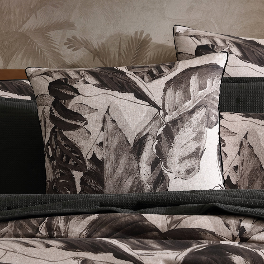 Premium Elio Black European Pillowcase - 100% Cotton Luxury Bedding for Home & Hotel Use - Soft & Breathable Pillow Cover for Ultimate Comfort (Standard Size 26x26 Inches) - Perfect for Master Bedrooms, Guest Rooms & Airbnb Stays
