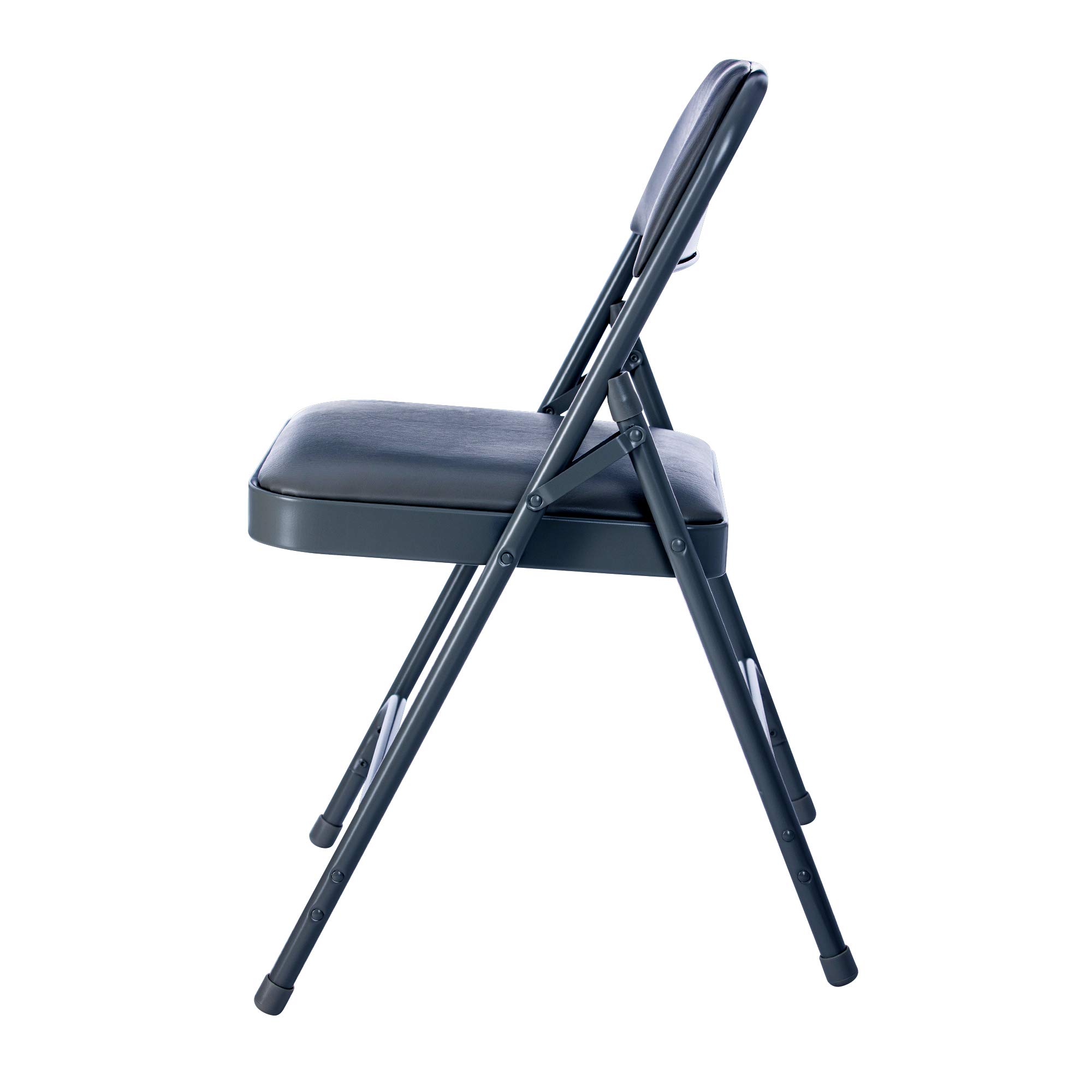 Premium Vinyl Upholstered Folding Chair with Heavy-Duty Padded Seat & Triple Brace Design - Comfortable Blue Event Chair for Weddings, Parties, and Outdoor Gatherings
