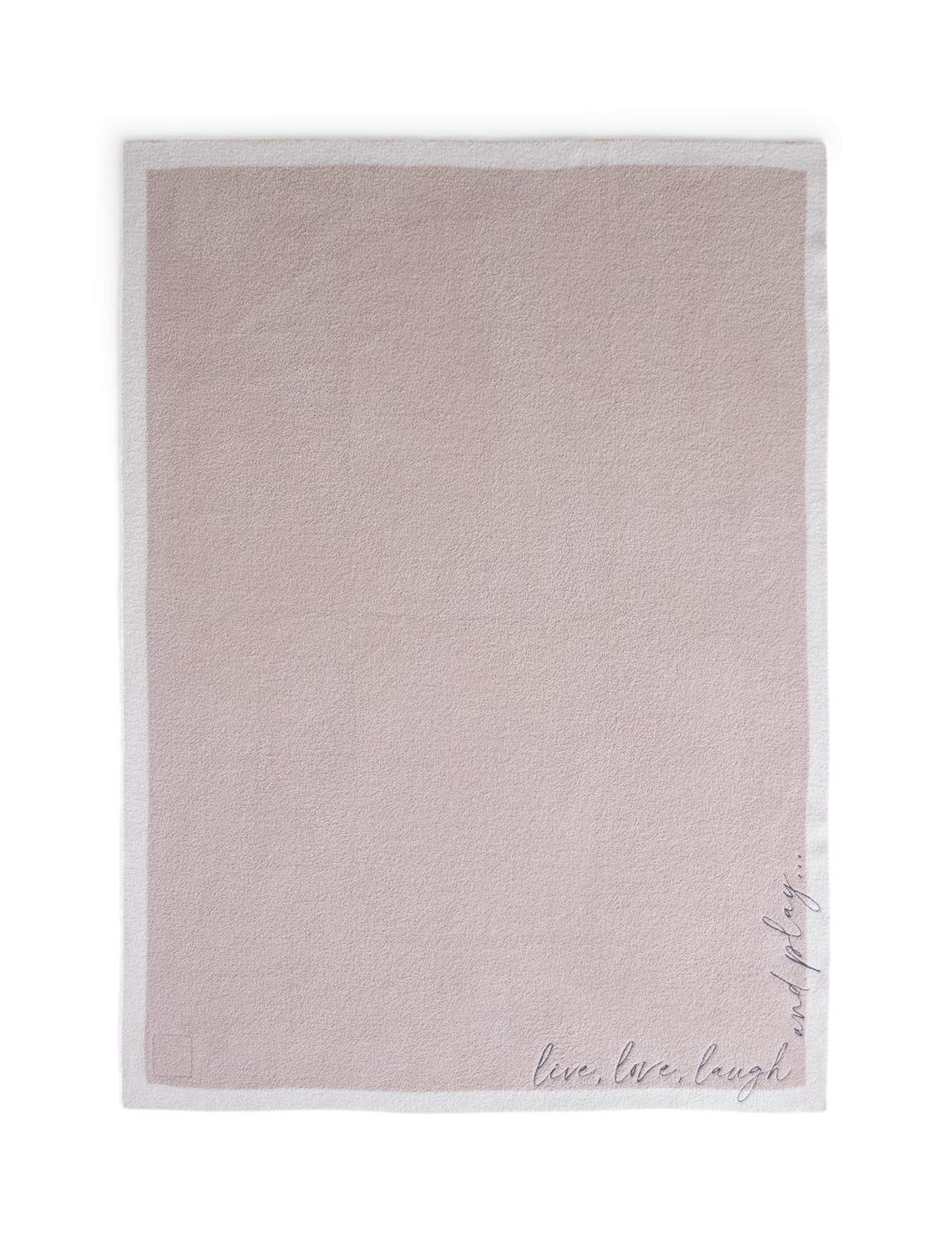 Barefoot Dreams CozyChic Embroidered Throw Blanket - Super Soft & Lightweight (45”x60”) - Live, Love, Laugh Design in Stone - Perfect for Sofa, Bed & Home Decor