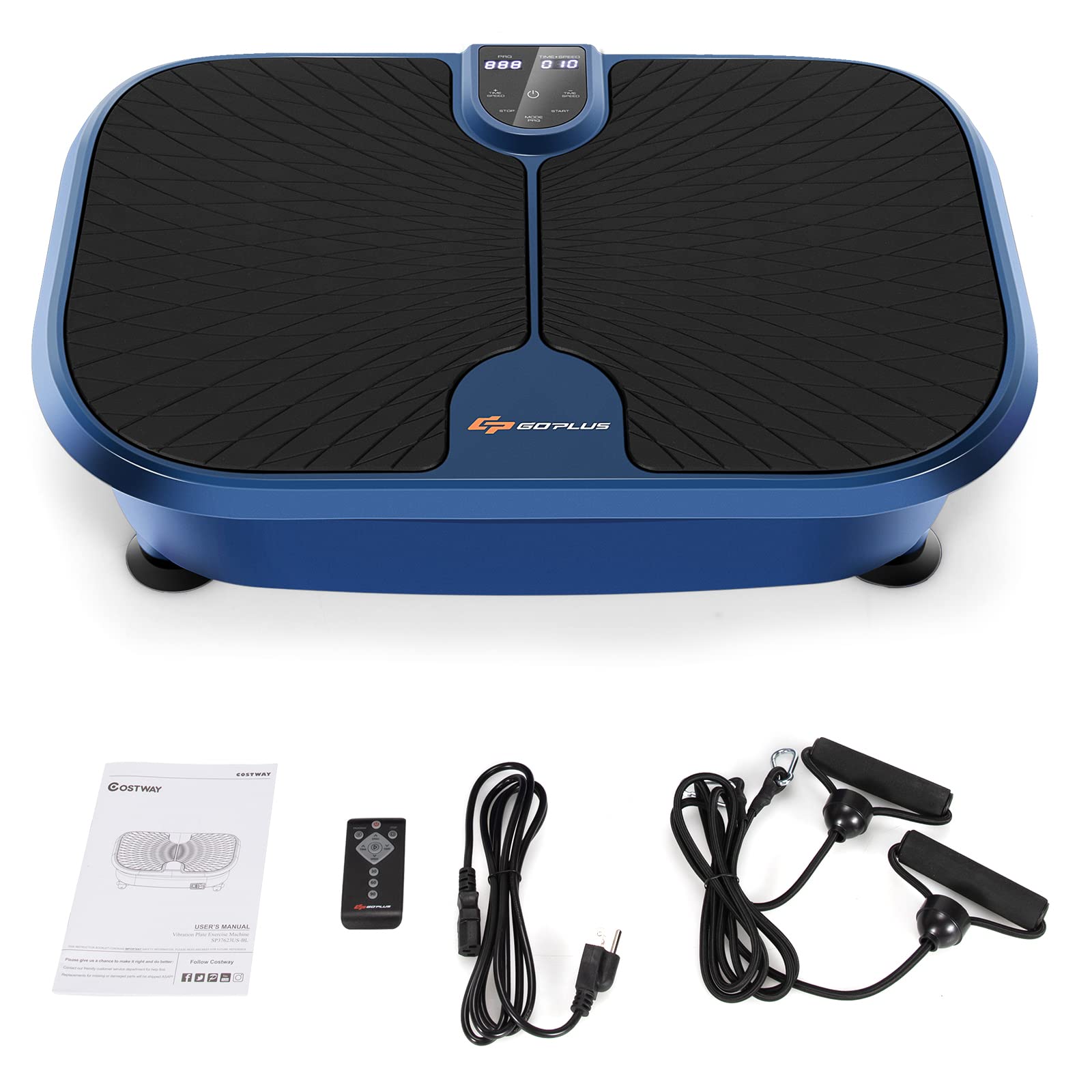 Goplus 3D Vibration Plate Exercise Machine with Remote Control - Whole Body Workout Platform for Weight Loss & Toning, 99 Speed Levels, Timer (0-10 Mins), Includes 2 Resistance Bands - Perfect for Home Gym, Fitness Training & Cellulite Reduction