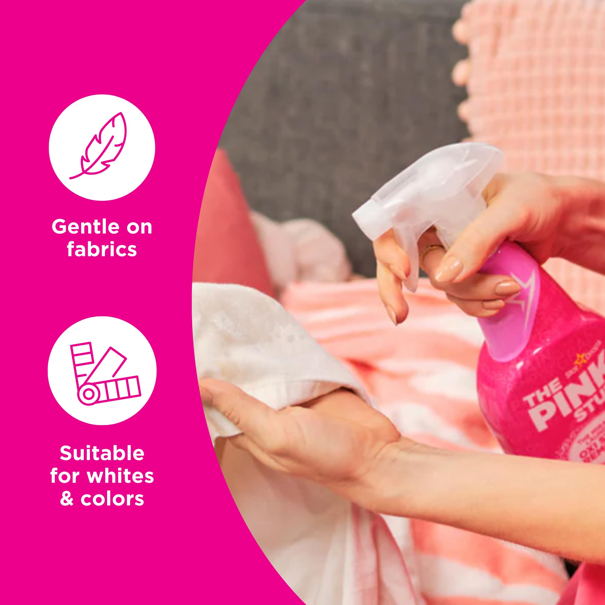 Stardrops The Pink Stuff Miracle Laundry Oxi Stain Remover Spray 500ml | Powerful Stain Removal for Clothes, Upholstery & Carpets | Ideal for Laundry, Home Cleaning & Tough Stain Treatment