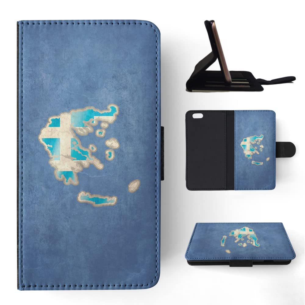 Greece National Flag Flip Wallet Phone Case for Apple iPhone 6/6S - Stylish Protective Cover with Card Slots for Daily Use & Travel