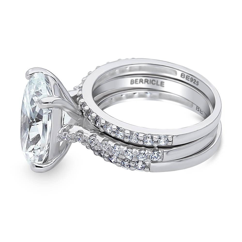 BERRICLE 5.5 Carat Oval Cut Cubic Zirconia Sterling Silver Engagement Ring Set for Women - Rhodium Plated, Size 4-10 - Perfect for Weddings, Anniversaries & Special Occasions